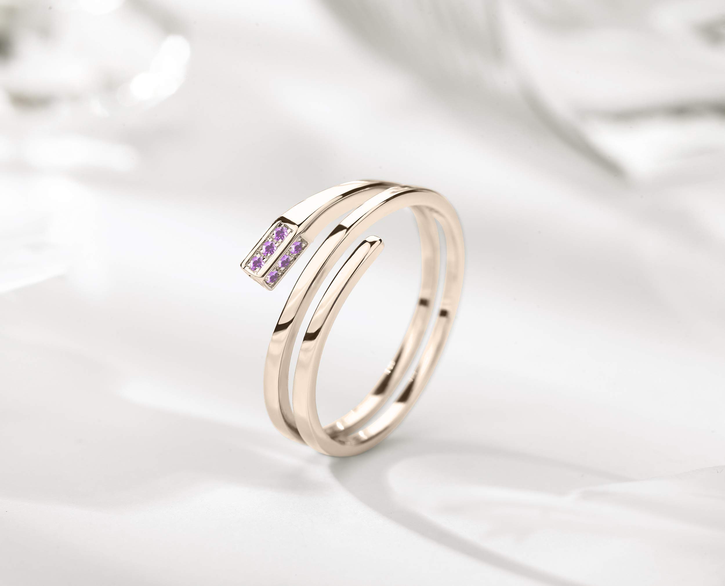 14K Gold Amethyst Engagement Ring - Rectangle Shaped Minimalist Wedding Band, Handmade Promise Ring with February Birthstone for Women | Perfect for Proposals, Anniversaries & Everyday Wear