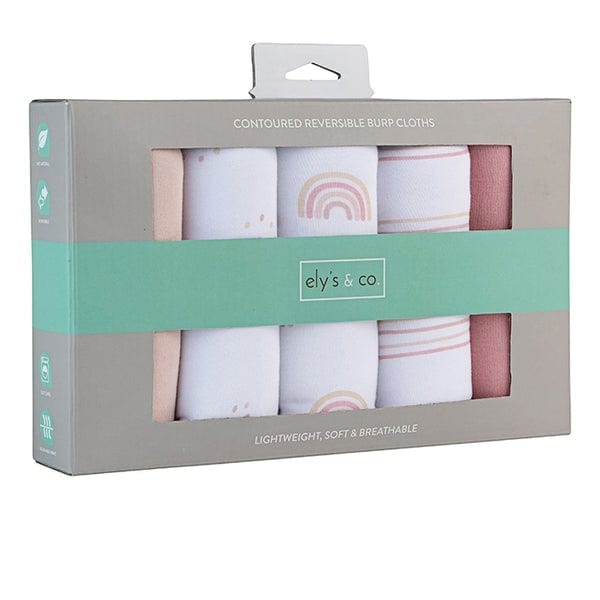 Elys & Co 5 Pack Ultra Absorbent Burp Cloths for Babies - Soft & Gentle Newborn Essentials for Feeding, Spit-Up & Mess-Free Parenting