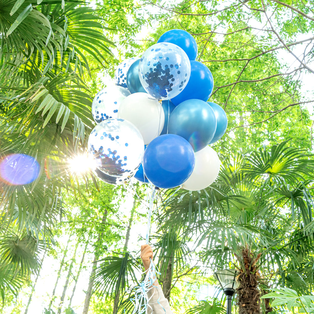 Balloonify Blue Confetti Balloon Set - 20 Pieces Party Decorations for Birthdays, Weddings & Baby Showers | Premium Latex Balloons in Bulk (1 Count Box)