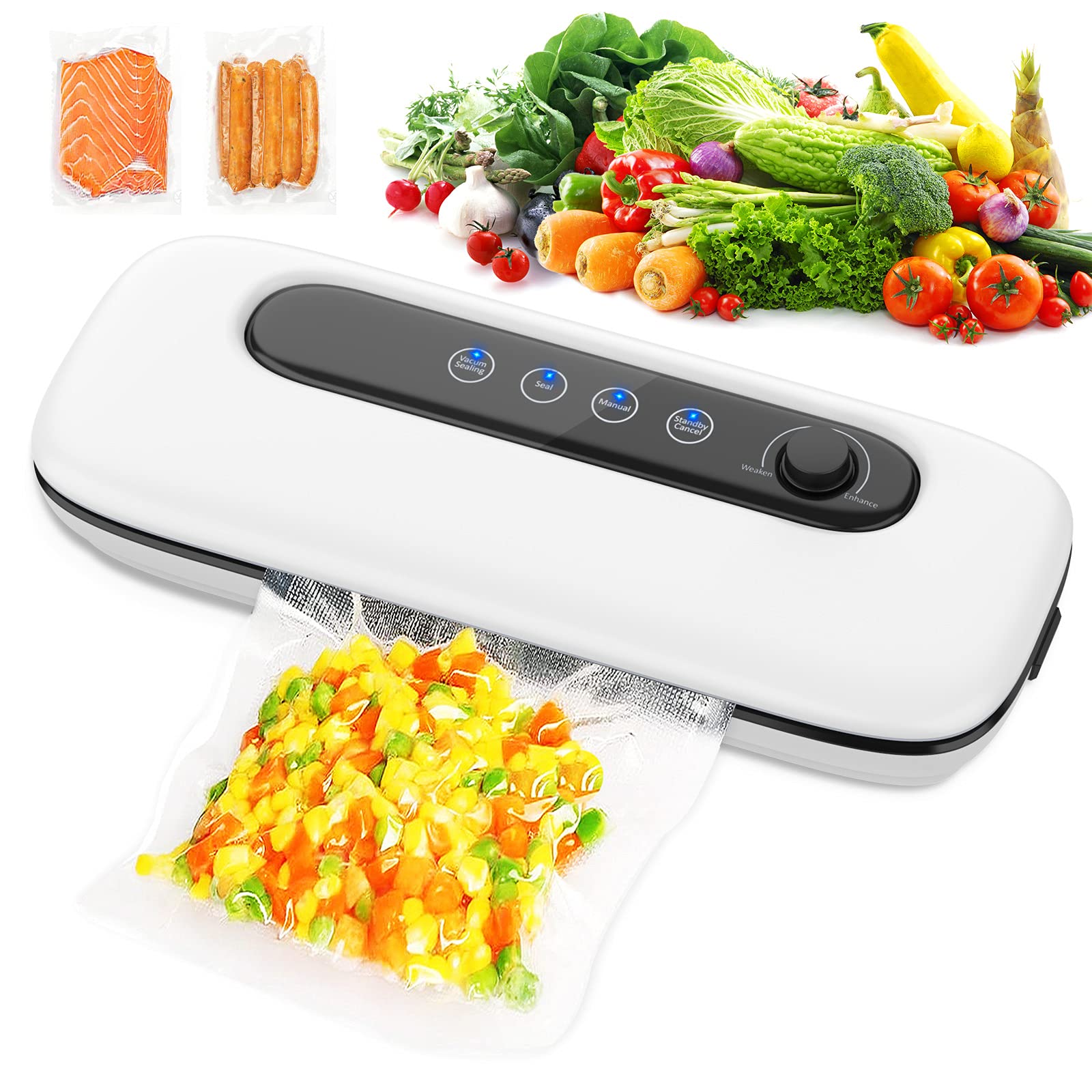 Food Vacuum Sealer Machine with Adjustable Suction (60-80Kpa) for Food Preservation | One-Touch Operation | Dry & Moist Modes | Perfect for Meal Prep, Sous Vide & Long-Term Food Storage