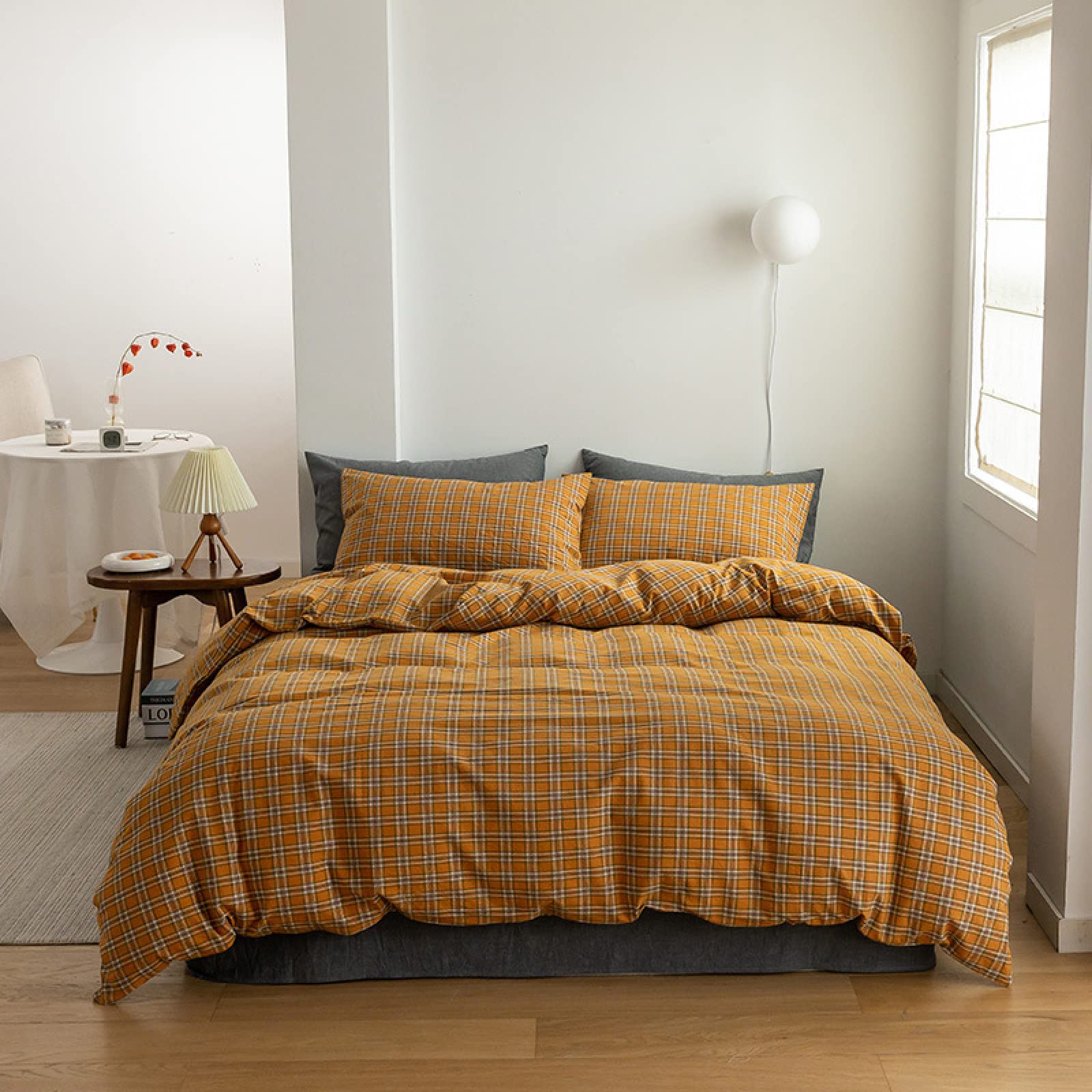 Queen Size Bedding Set - 100% Cotton Striped 4-Piece Comforter Cover Set with Pillowcases, Soft Washed for Comfort | Perfect for Dorm Rooms, Guest Bedrooms & Cozy Home Decor