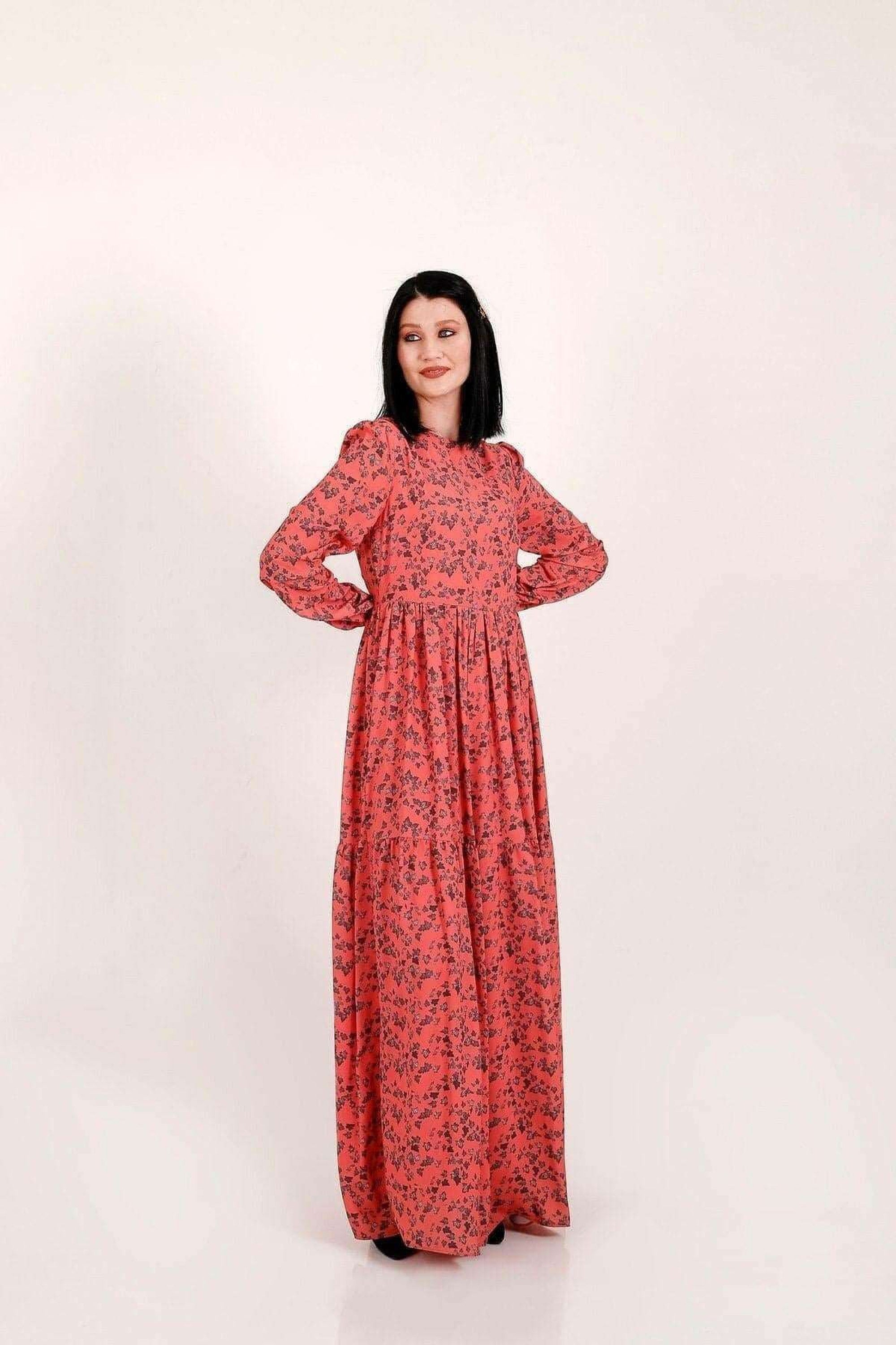 Ellan Women's Long Sleeve Maxi Dress - Flowy Boho Chic Summer Dress for Beach, Vacation & Casual Wear | Plus Size Options Available