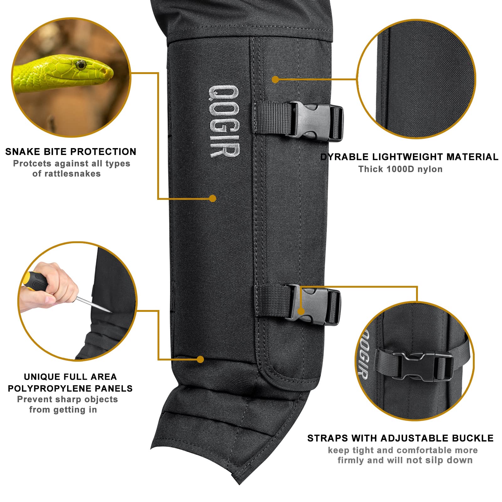TREKMASTER Snake Guard Chaps for Hunting - Waterproof Snake Bite Protection Gaiters for Legs | Ideal for Hiking, Camping & Outdoor Adventures