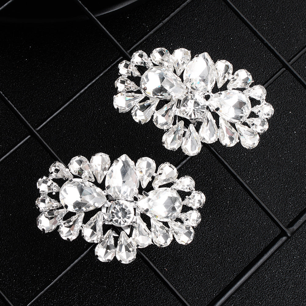 1 Pair Oval Rhinestone Detachable Wedding Shoe Buckles - Elegant Bridal Accessories for Wedding, Prom & Special Occasions