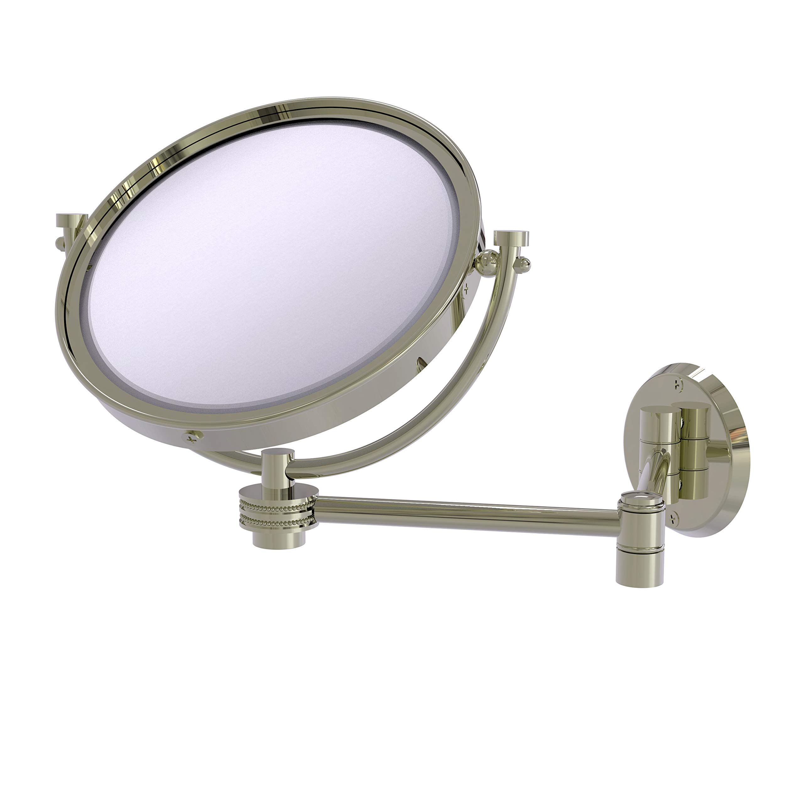 Allied Brass WM-6D/5X-PNI 8 Inch Wall Mount Extendable 5X Magnifying Makeup Mirror with Dotted Accent, Polished Nickel - Perfect for Bathroom Vanity, Dressing Room & Salon Use