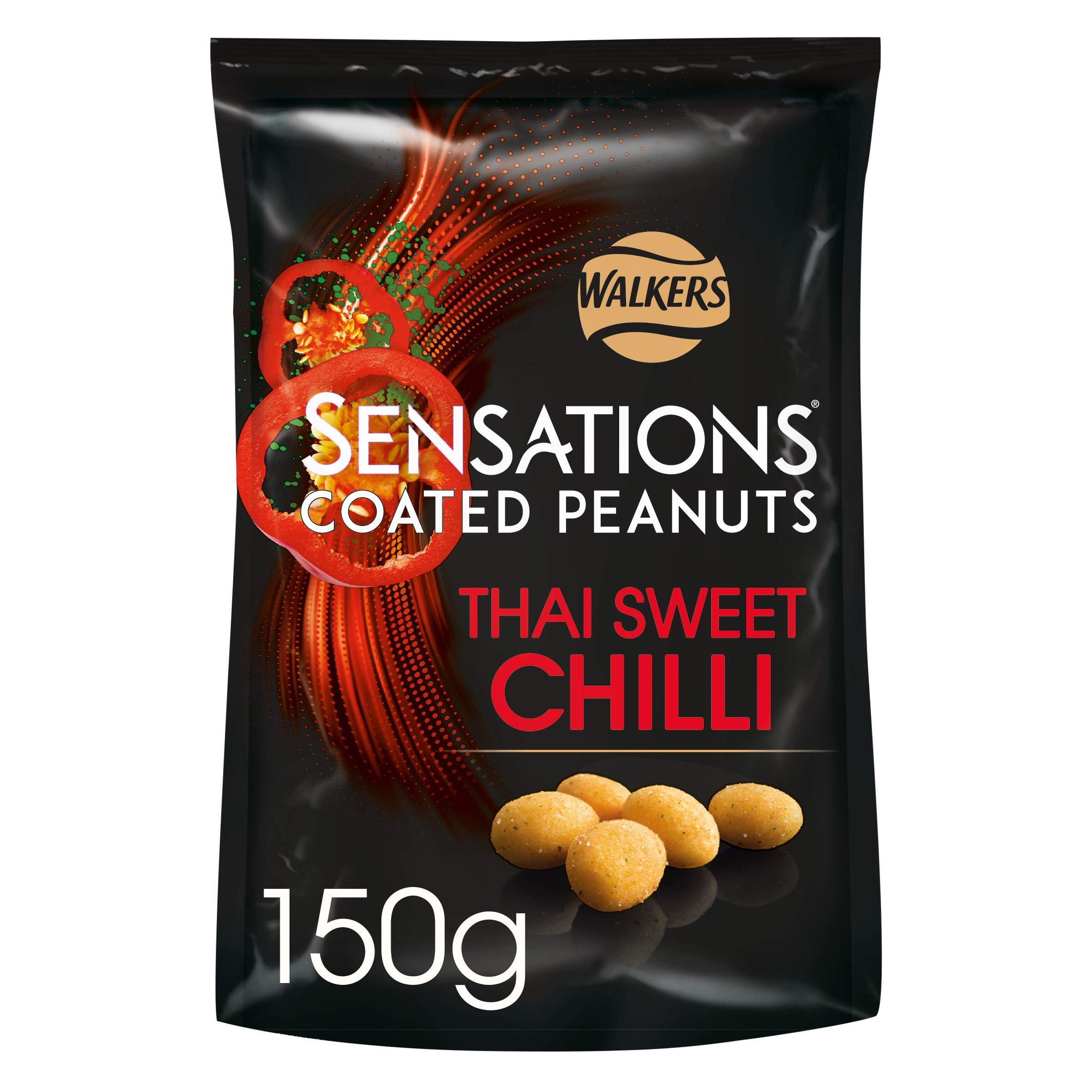 Walkers Sensations Thai Sweet Chilli Coated Peanuts 165g - Crunchy Snack for Parties, Movie Nights & Office Breaks - Groceries