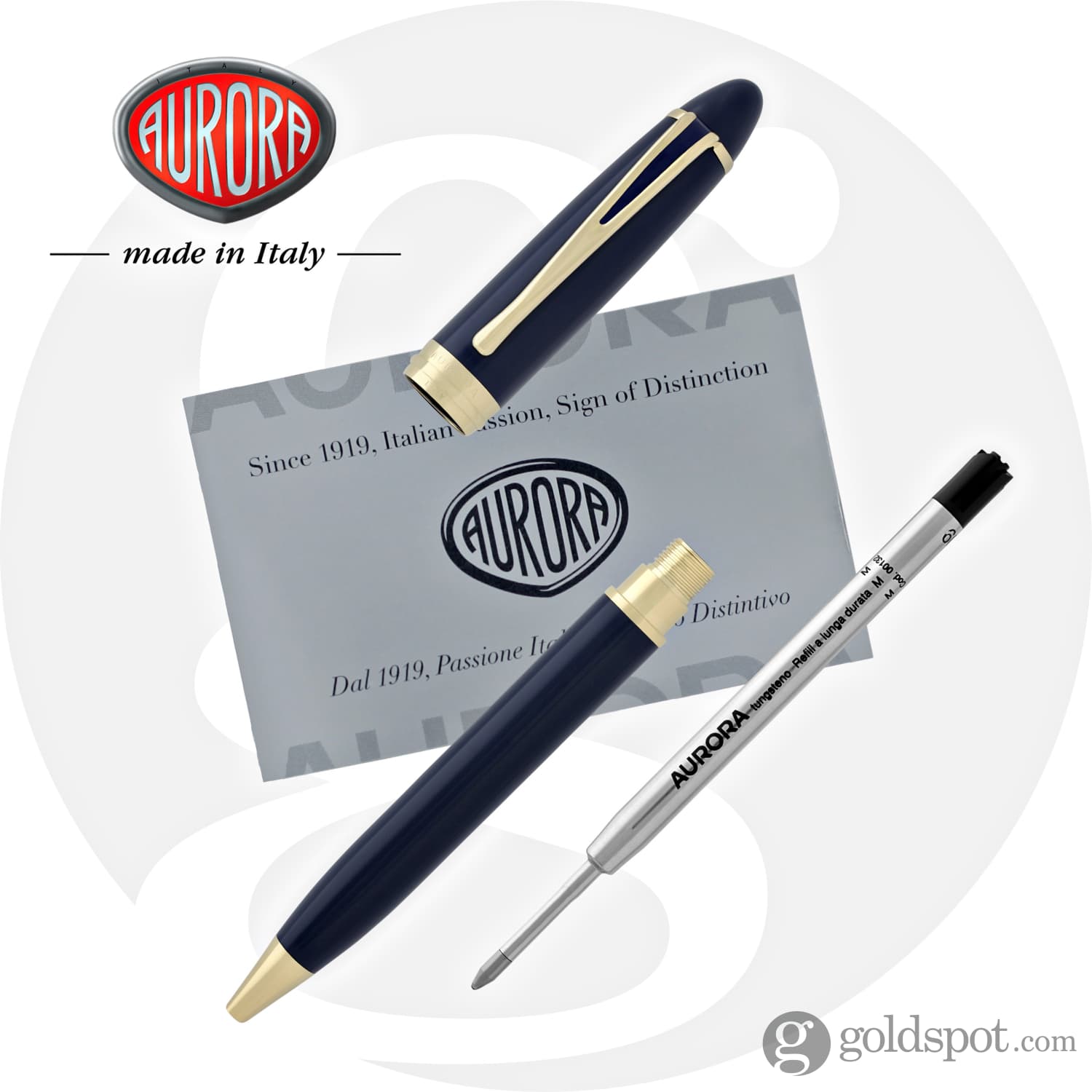 Aurora Ipsilon Deluxe Blue & Gold Ballpoint Pen - Premium Writing Instrument for Business, Gifts & Luxury Collectors