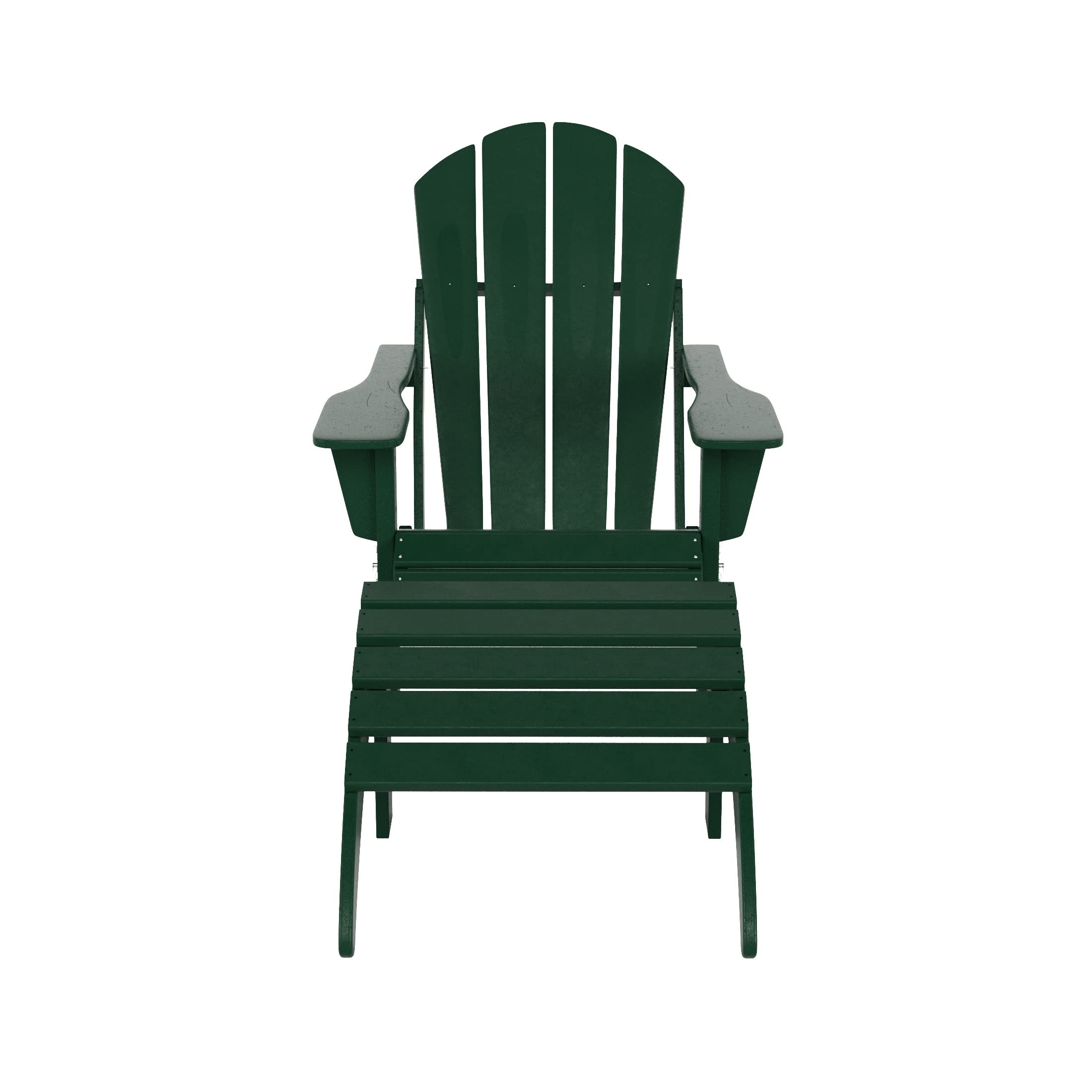 WestinTrends Malibu 2-Piece Outdoor Lounge Chair Set with Ottoman - All-Weather Poly Lumber Adirondack Chairs for Patio, Poolside, Garden, Backyard & Beach - Dark Green - Perfect for Relaxing in Sun or Shade