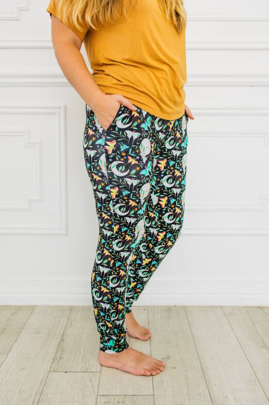 Luna Moth Women's Soft Modal Jersey Jogger Pants - Comfortable Lounge & Yoga Pants for Relaxing at Home or Running Errands