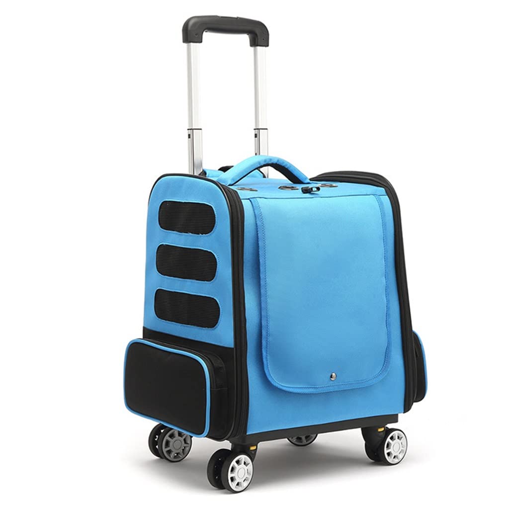 MASME Cat Dog Carrier Backpack - Pet Travel Trolley with Swivel Wheels, Breathable Pet Transport Box for Small Dogs & Cats, Portable Pet Crate Bag with Storage Pocket - Perfect for Air Travel, Hiking & Vet Visits