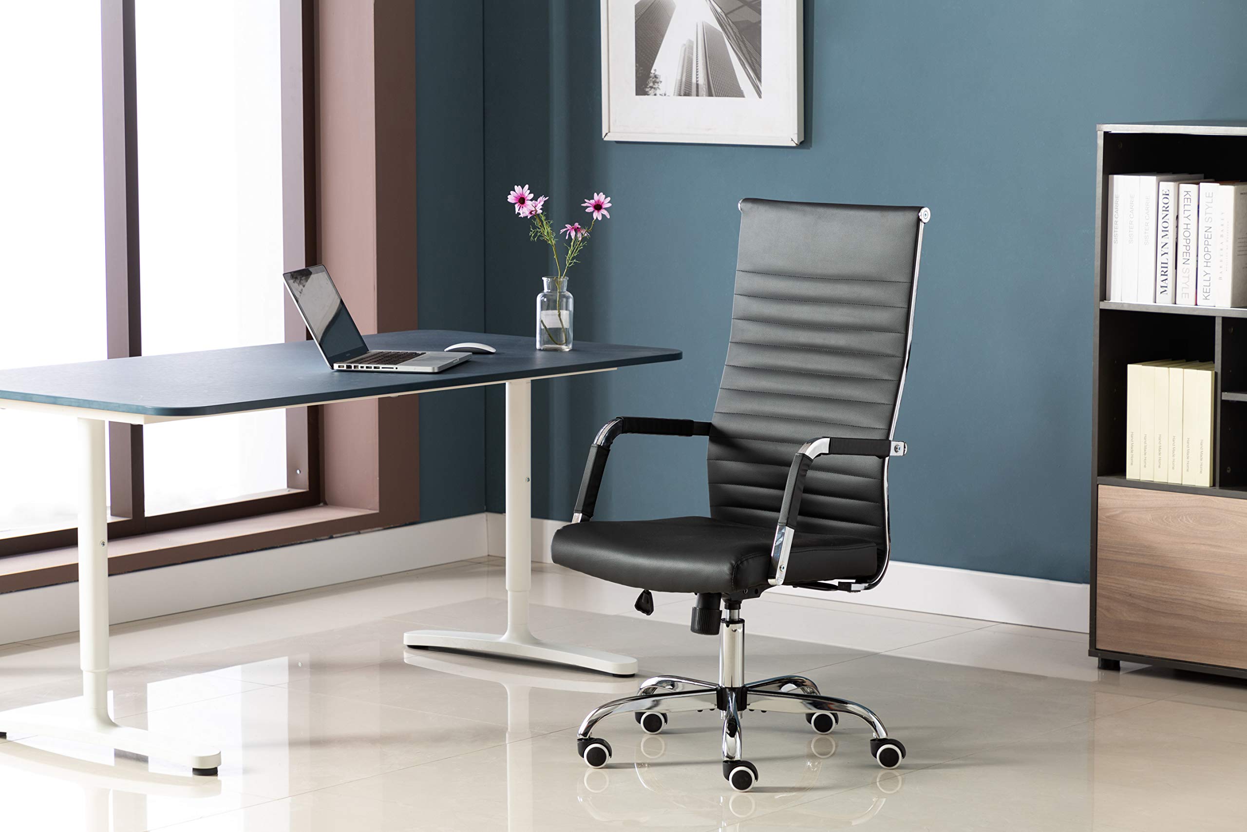 Wovenbyrd High Back Ergonomic Office Chair with Adjustable Height - Black - Perfect for Home Office, Gaming & Workspace Comfort