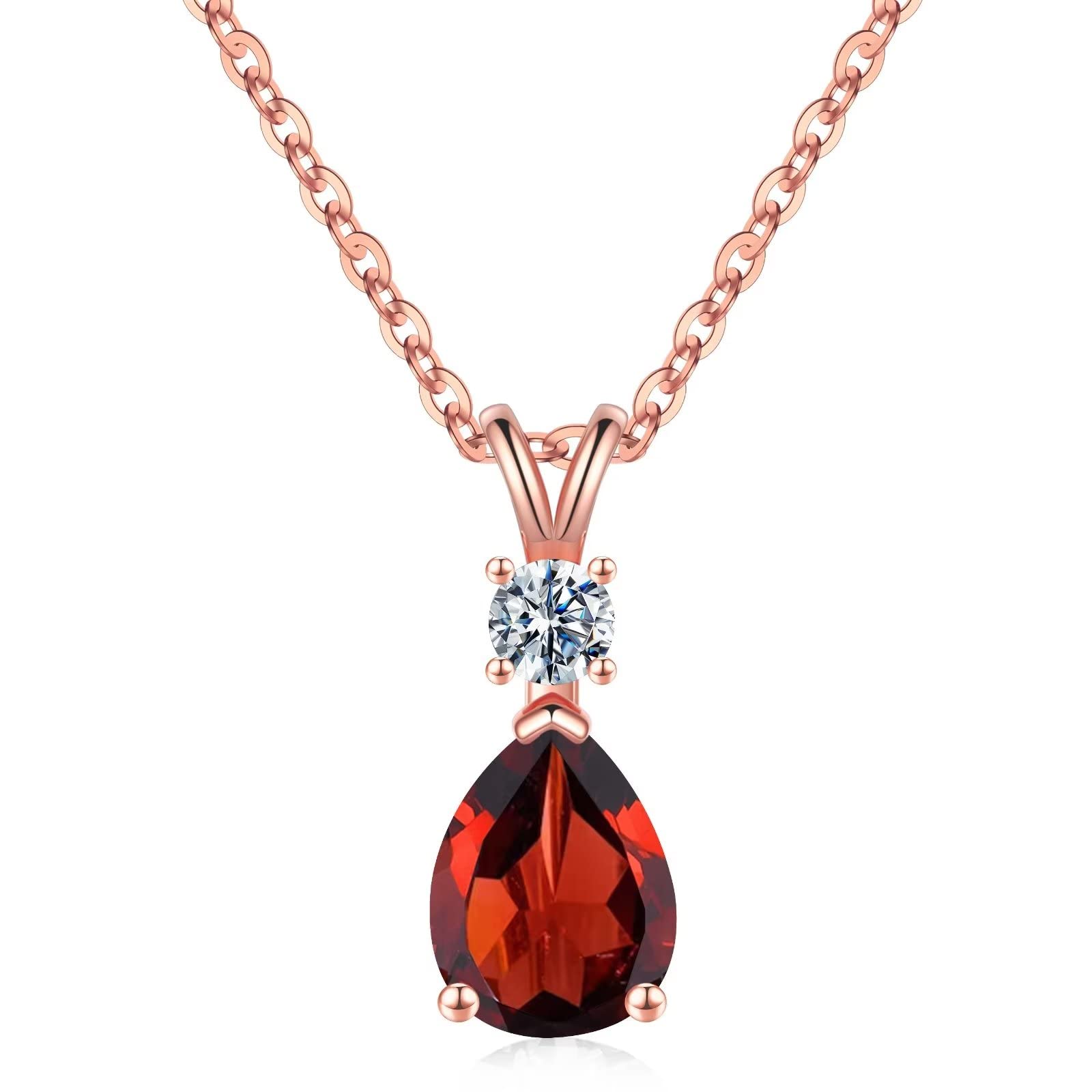 1.25 Ct Pear Birthstone Necklace for Women - 18K White Gold Plated S925 Sterling Silver with Genuine/Created Gemstone | Elegant Jewelry Gift for Birthday, Anniversary & Special Occasions | Perfect for Weddings, Parties & Everyday Wear