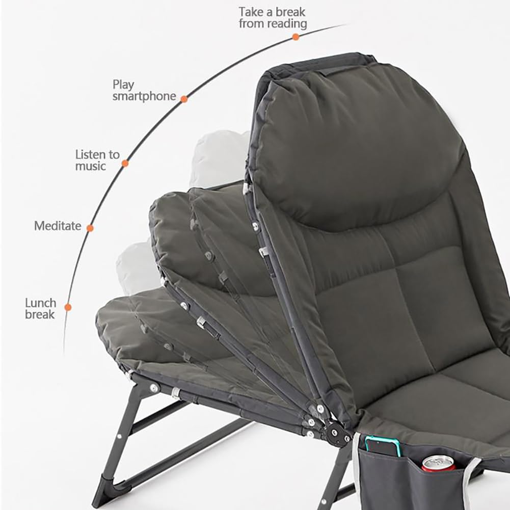 MegLob Outdoor Folding Camping Deck Chair - Portable Sunbathing & Beach Lounge Chair for Travel, Picnic, Garden, Poolside - Light Gray - Perfect for Relaxing, Tanning and Outdoor Adventures