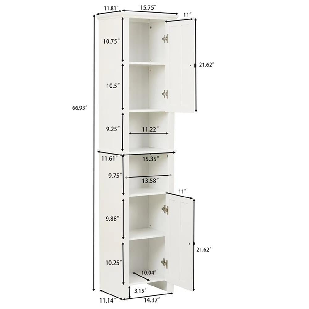 Winsome House White Wood Tall Bathroom Storage Cabinet - Perfect for Organizing Towels, Toiletries & Bathroom Essentials in Modern Homes