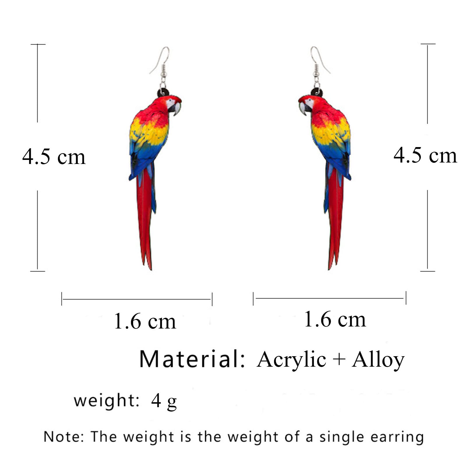 MALOYANVE Acrylic Bird Earrings for Women - Colorful Elegant Long-tailed Parakeet, Parrot & Hummingbird Dangle Drop Jewelry | Animal-Themed Gift for Bird Lovers | Perfect for Parties, Weddings & Everyday Wear