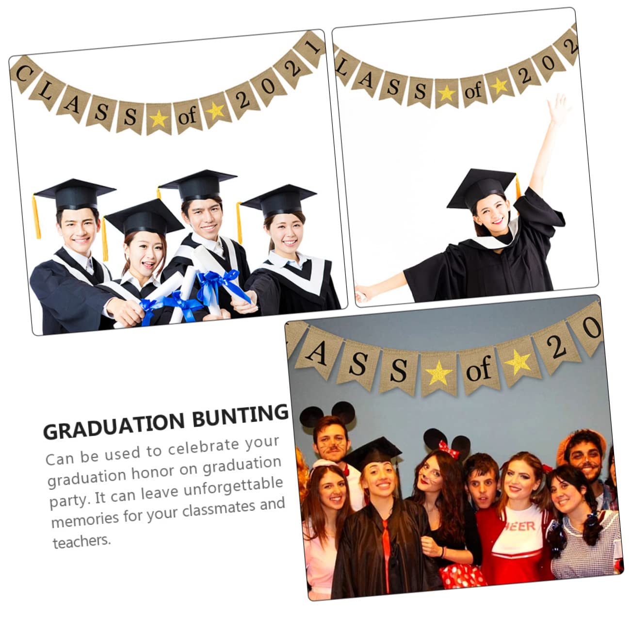 HOOTNEE Graduation Banner 2021 - Class of 21 Bunting Party Decorations, Wall Hanging Flag for Graduation Ceremony, Party & School Events - Perfect for Classroom, Home & Outdoor Celebrations