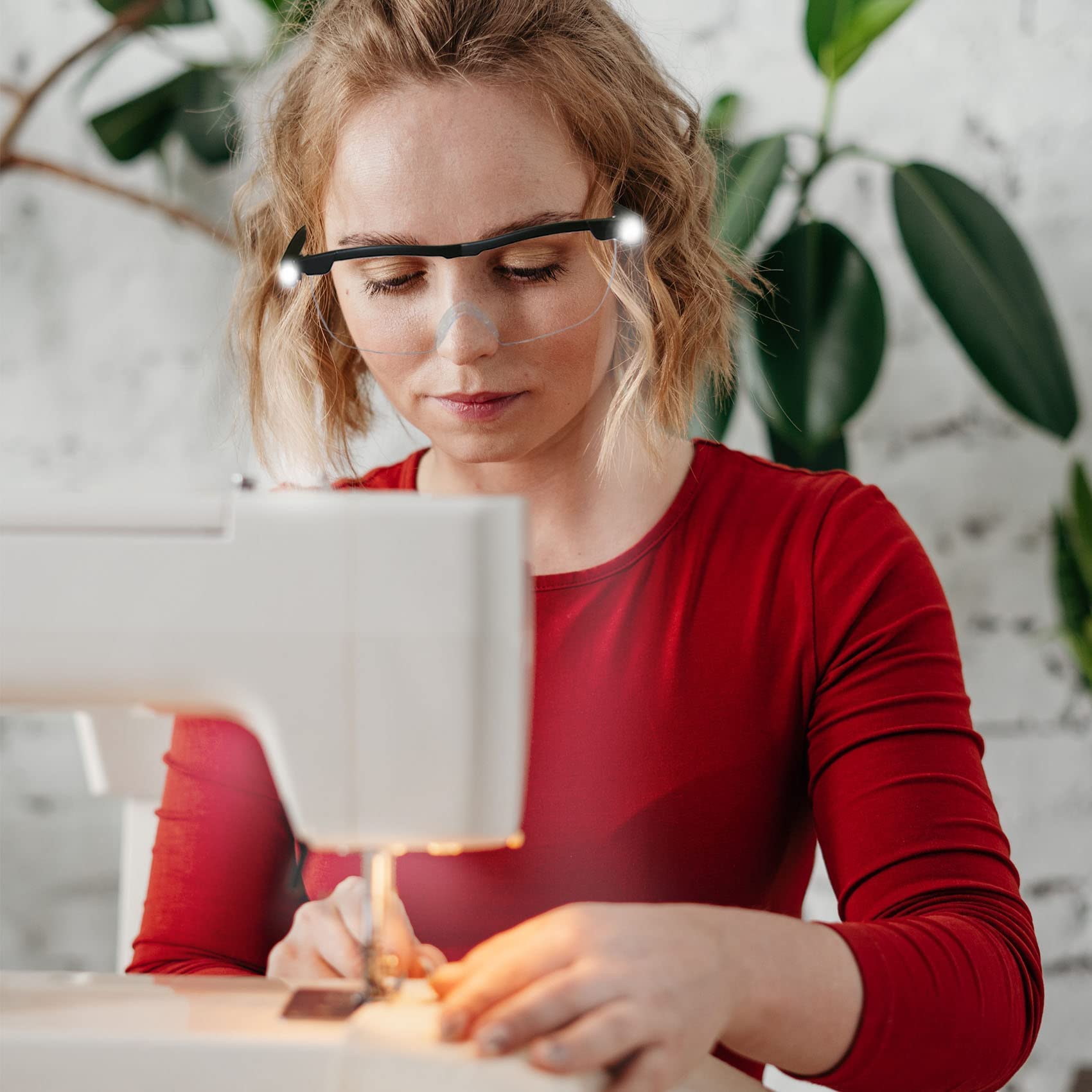 LED Rechargeable Magnifying Glasses with Light - 180% Magnification, Anti-Blue Light, Hands-Free Head Magnifier with Dual LED Lights for Reading, Jewelry Making, Watch Repair & Crafts (Black) - Perfect for Seniors, Hobbyists & Professionals