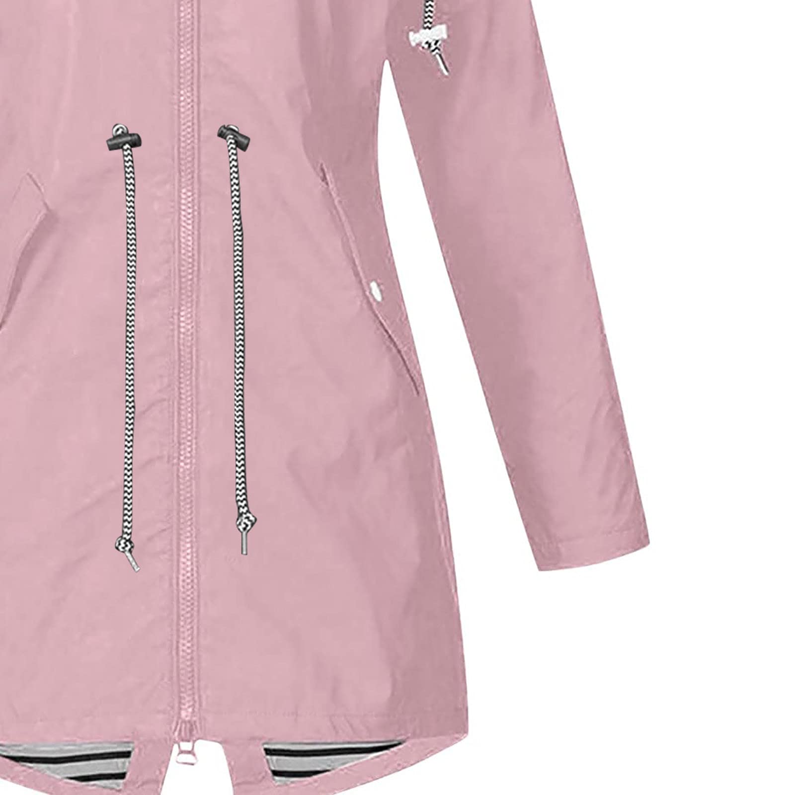 Women's Waterproof Hooded Trench Raincoat - Windproof Warm Rain Jacket for Outdoor Travel & Commuting | Lightweight Windbreaker for Hiking, Camping & Daily Use