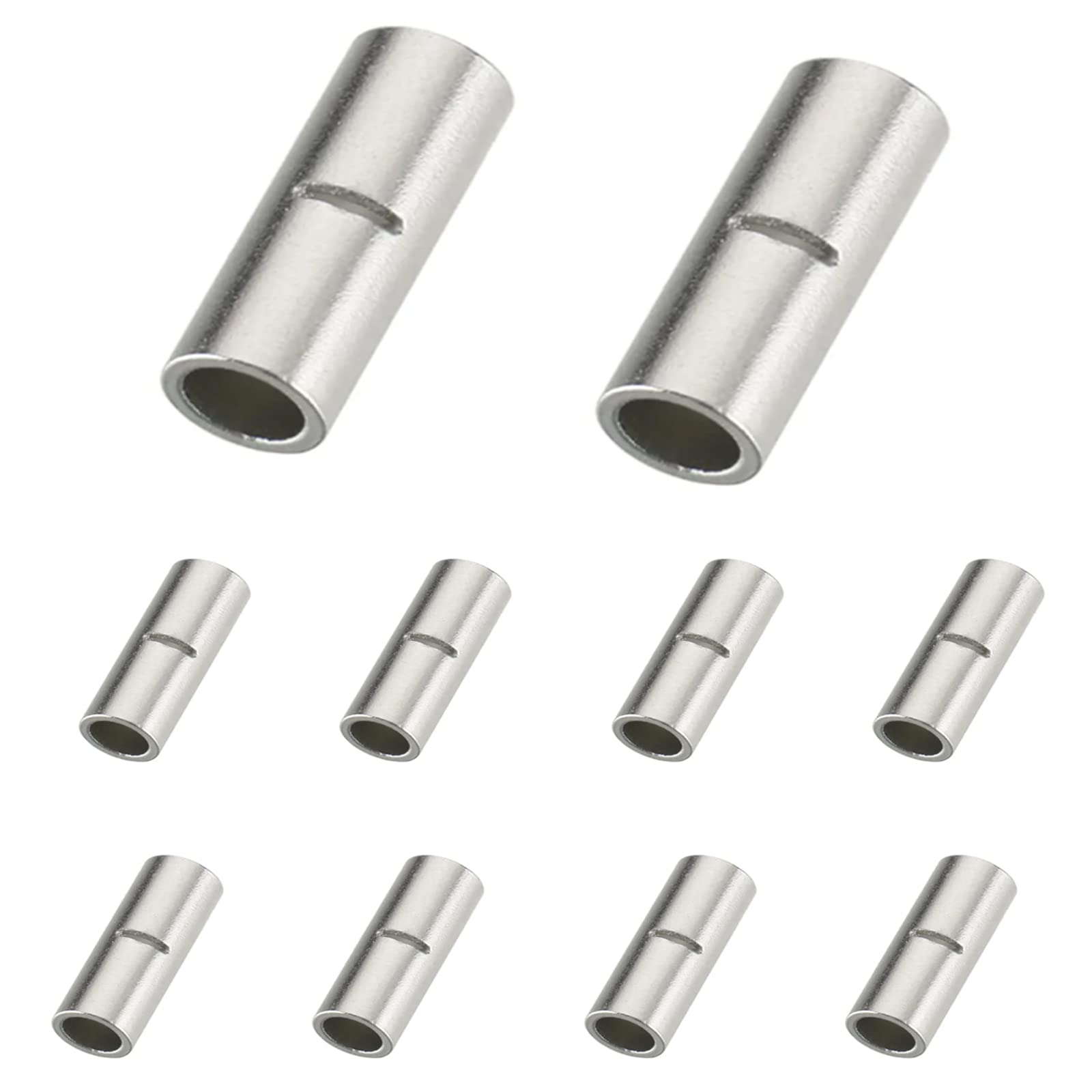 10 Pcs Non-Insulated Butt Connectors - AWG #4 Electrical Wire Crimp Terminals for Automotive, Marine & Home Wiring Projects