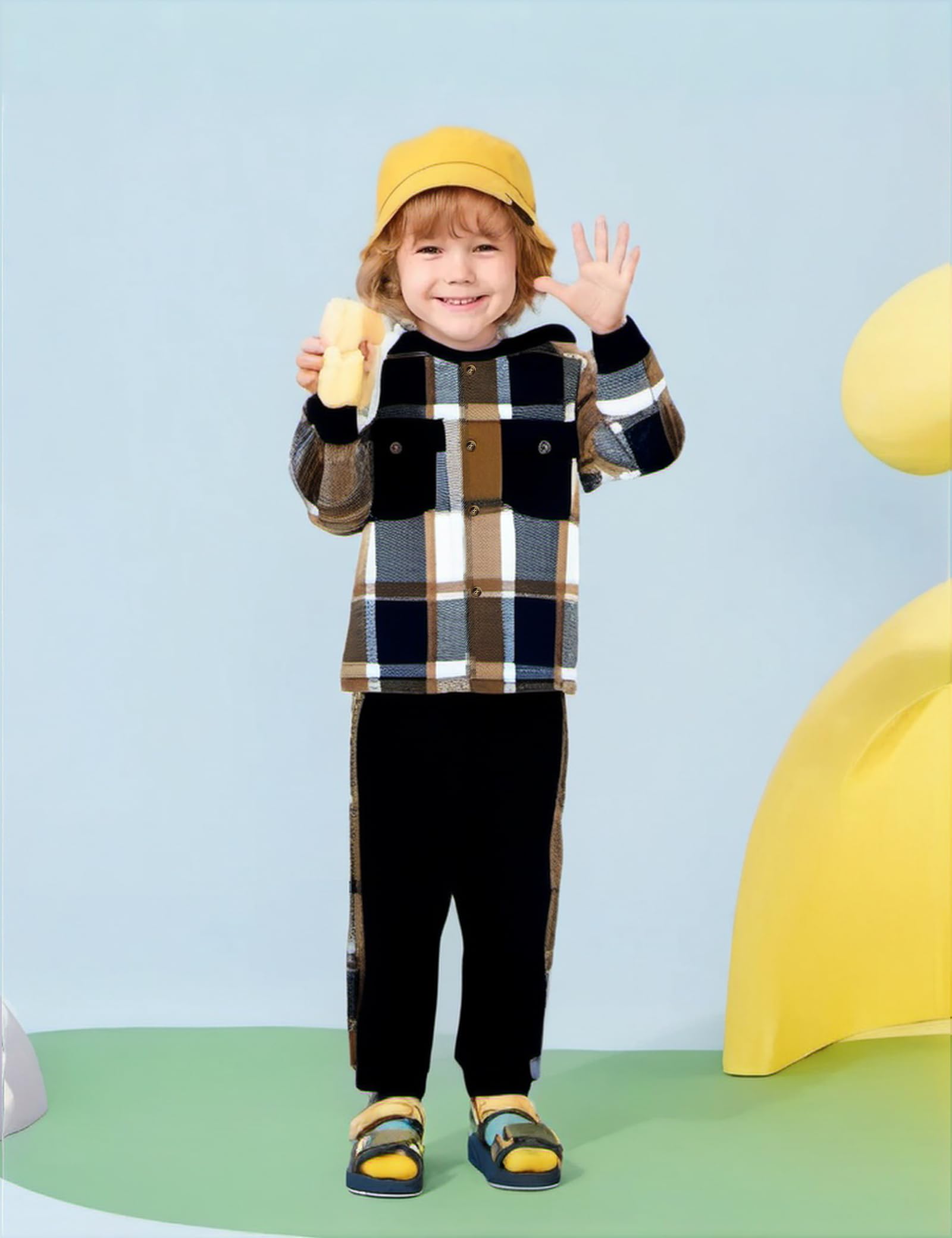 Toddler Boys Winter Outfit Set - Plaid Hooded Shirt, White T-Shirt & Solid Color Pants (3-Piece) | Warm Winter Clothes for Toddler Boys | Perfect for Playdates, Preschool & Family Outings