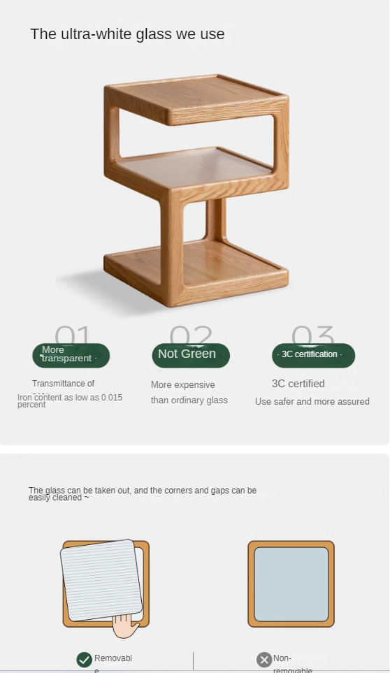 Solid Oak & Black Walnut Wood Corner Side Table - Square End Table for Living Room, Bedroom, or Office