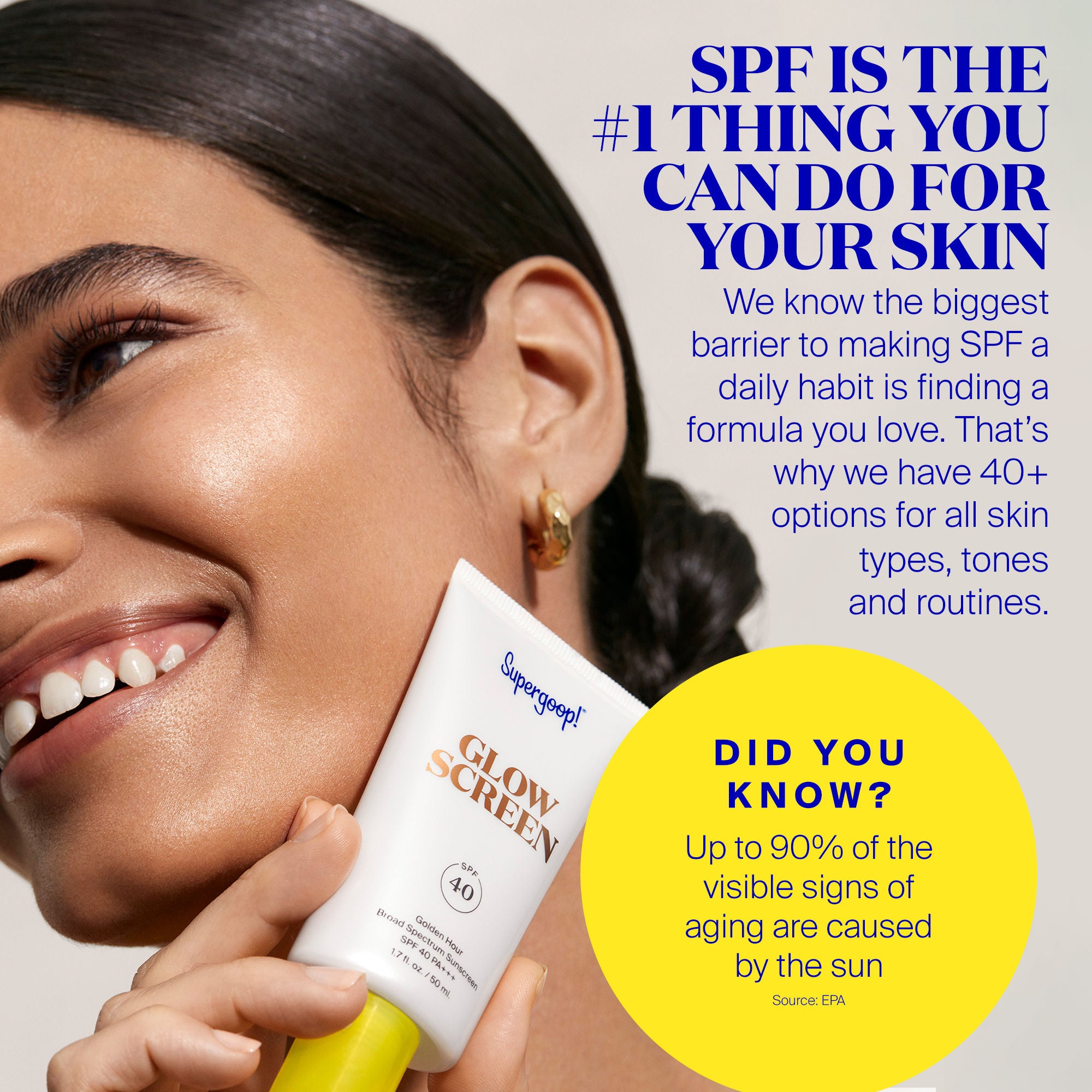 Supergoop! Glowscreen SPF 40 Hydrating Face Sunscreen with Dewy Finish - Broad Spectrum UVA/UVB Protection, Vitamin B5 & Hyaluronic Acid - Perfect for Daily Wear Under Makeup or as a Standalone Glow Booster