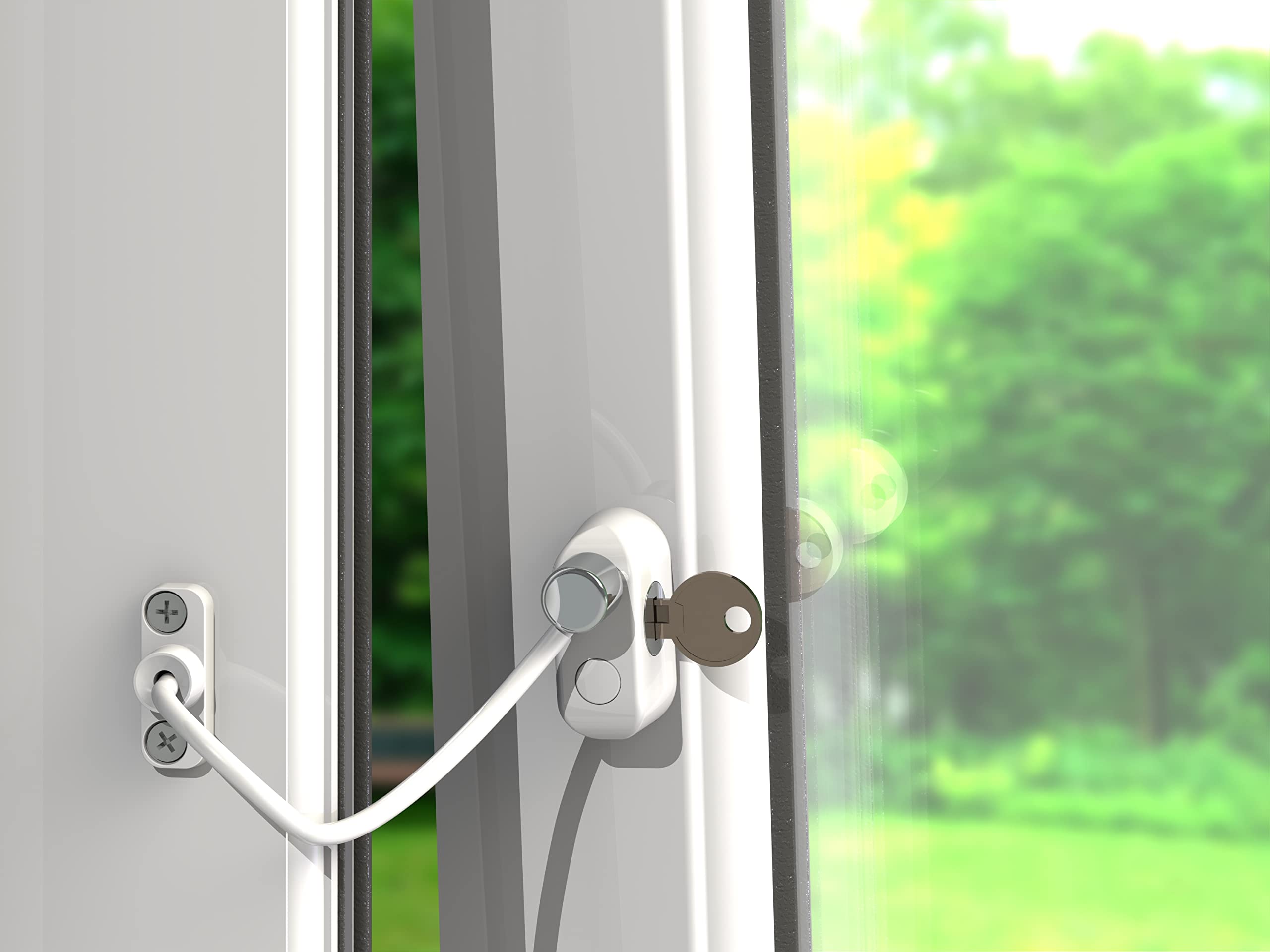 Child Safety Window & Door Locks - Baby Proofing Security Locks with Key for Home Protection | Prevent Kids from Opening Windows & Falling | White (Ideal for Apartments, Nurseries & Childproofing Homes)