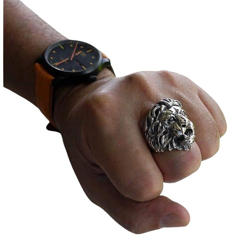 Sterling Silver Lion Head Men's Ring - Bold & Stylish Jewelry for Gifts, Weddings, and Everyday Wear