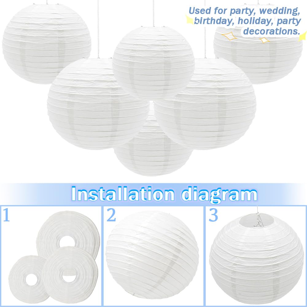 6 Pack Decorative Round Paper Lanterns - 8