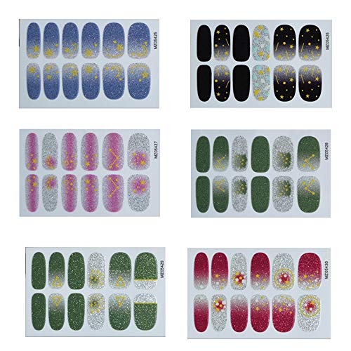 GERALD 6 Sheet Nail Polish Strips Set with Nail File - DIY Nail Art Decals for Home, Salon & Party Use - Waterproof & Long-Lasting Nail Stickers for Women & Girls