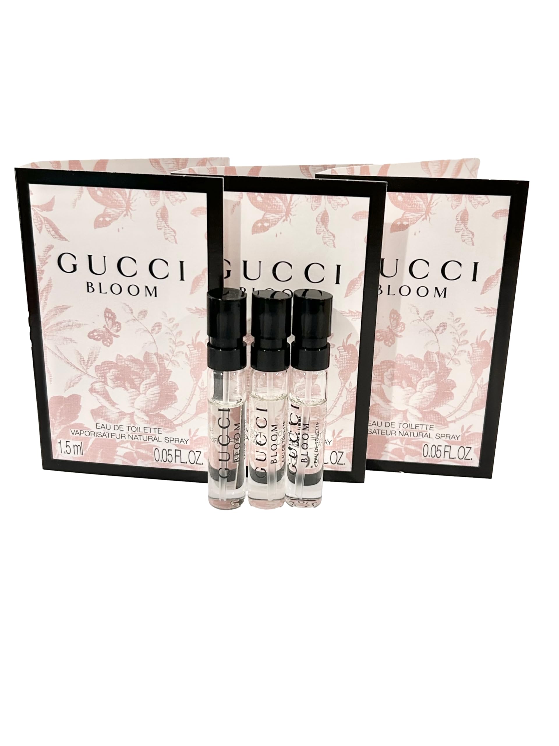 Gucci Bloom Eau de Toilette Perfume for Women - 1.5ml / 0.05oz Travel Size (Set of 3) | Floral Fragrance for Everyday Wear, Date Nights & Special Occasions