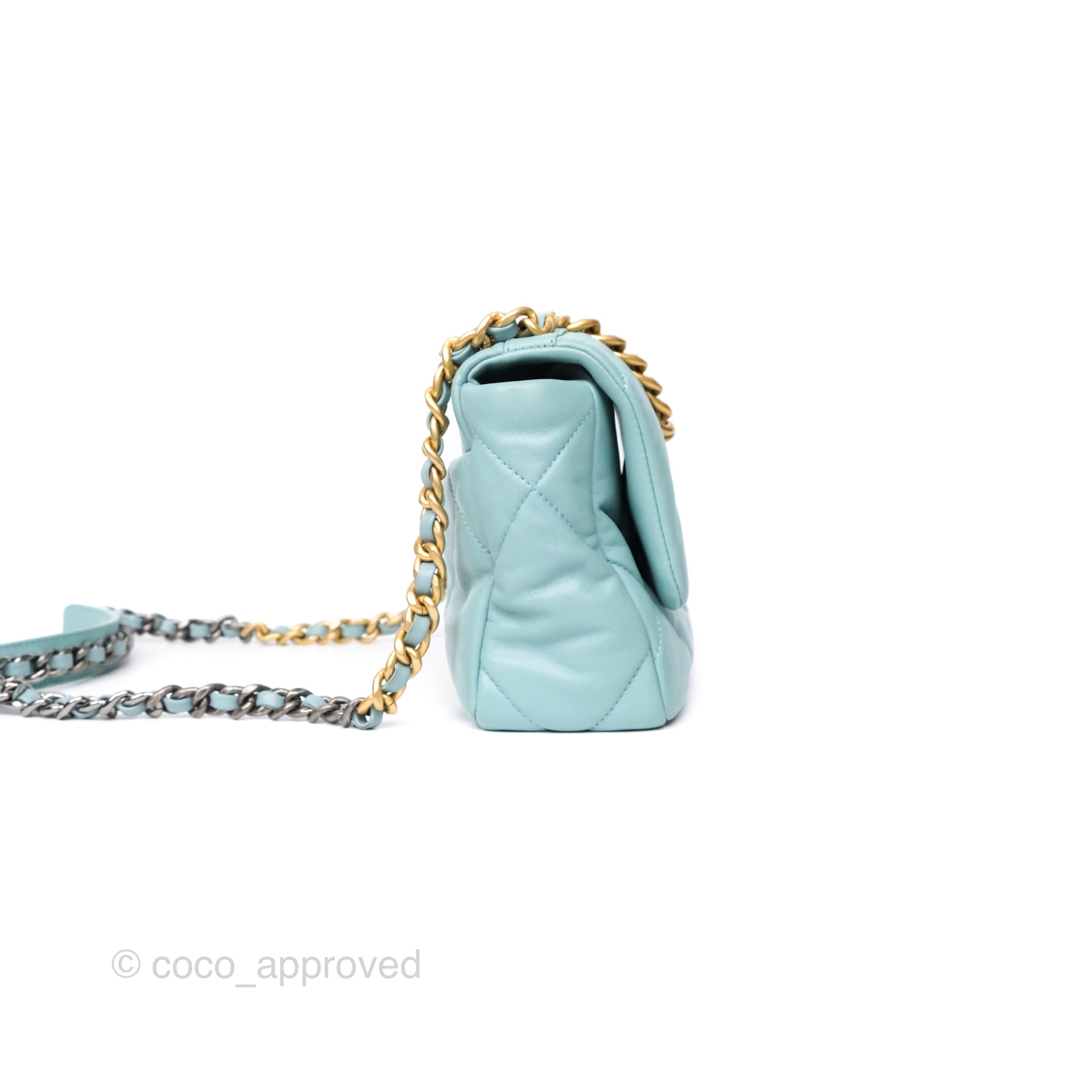 Chanel 19 Small Handbag Tiffany Blue Mixed Hardware - Luxury Crossbody Bag for Women, Perfect for Date Night & Special Occasions