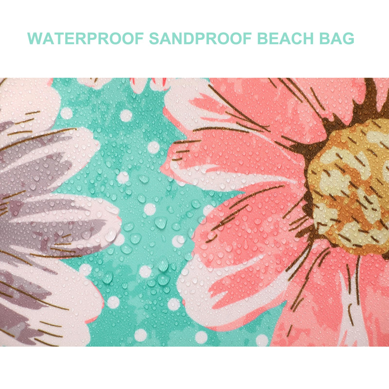 **Octsky Large Waterproof Beach Tote Bag for Women - Sandproof with Dual Zipper & Wet Pocket - 3 Exterior Pockets - Perfect for Pool, Travel & Summer Outings**
