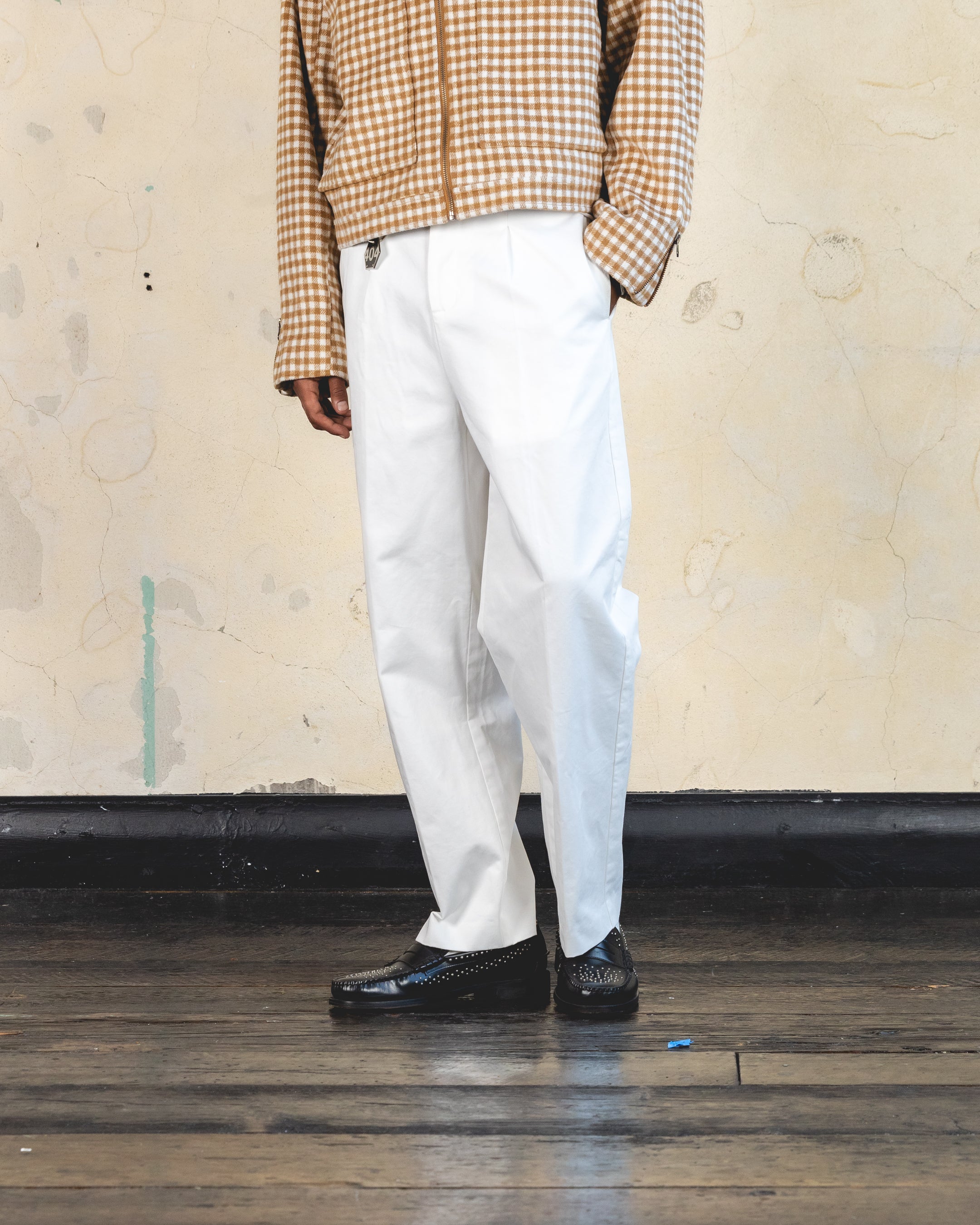 404 Studio High Waist Trousers for Women - Off White Casual Pants | Comfortable Office Wear & Everyday Outfit