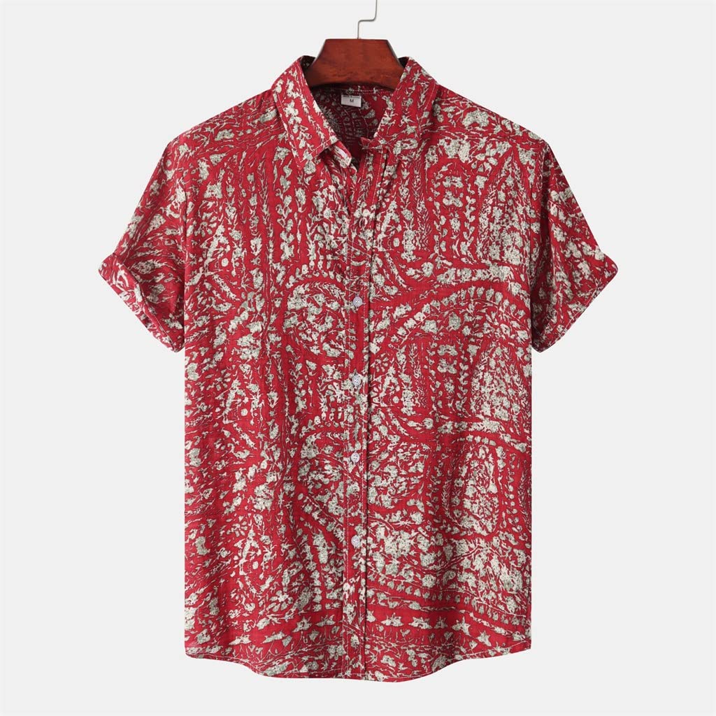 Hawaiian Shirts for Men - Tropical Printed Short Sleeve Button Down Shirt, Plus Size 2XL, Breathable & Comfortable for Beach Vacation, Summer Party & Casual Wear