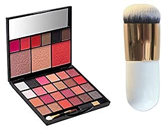 HUDA CRUSH BEAUTY Eyeshadow Palette with Brush Set - All-in-One Makeup Kit with 18 Pigmented Shades & White Foundation Brush for Face Makeup | Perfect for Everyday Wear, Party & Special Occasions