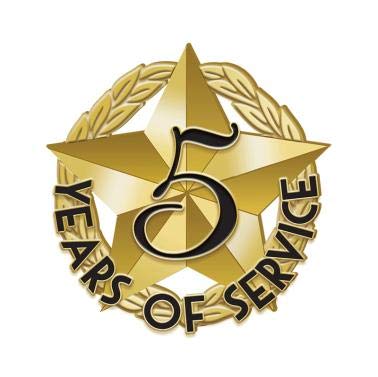 5 Year Service Gold Star Lapel Pin - Employee Recognition Award