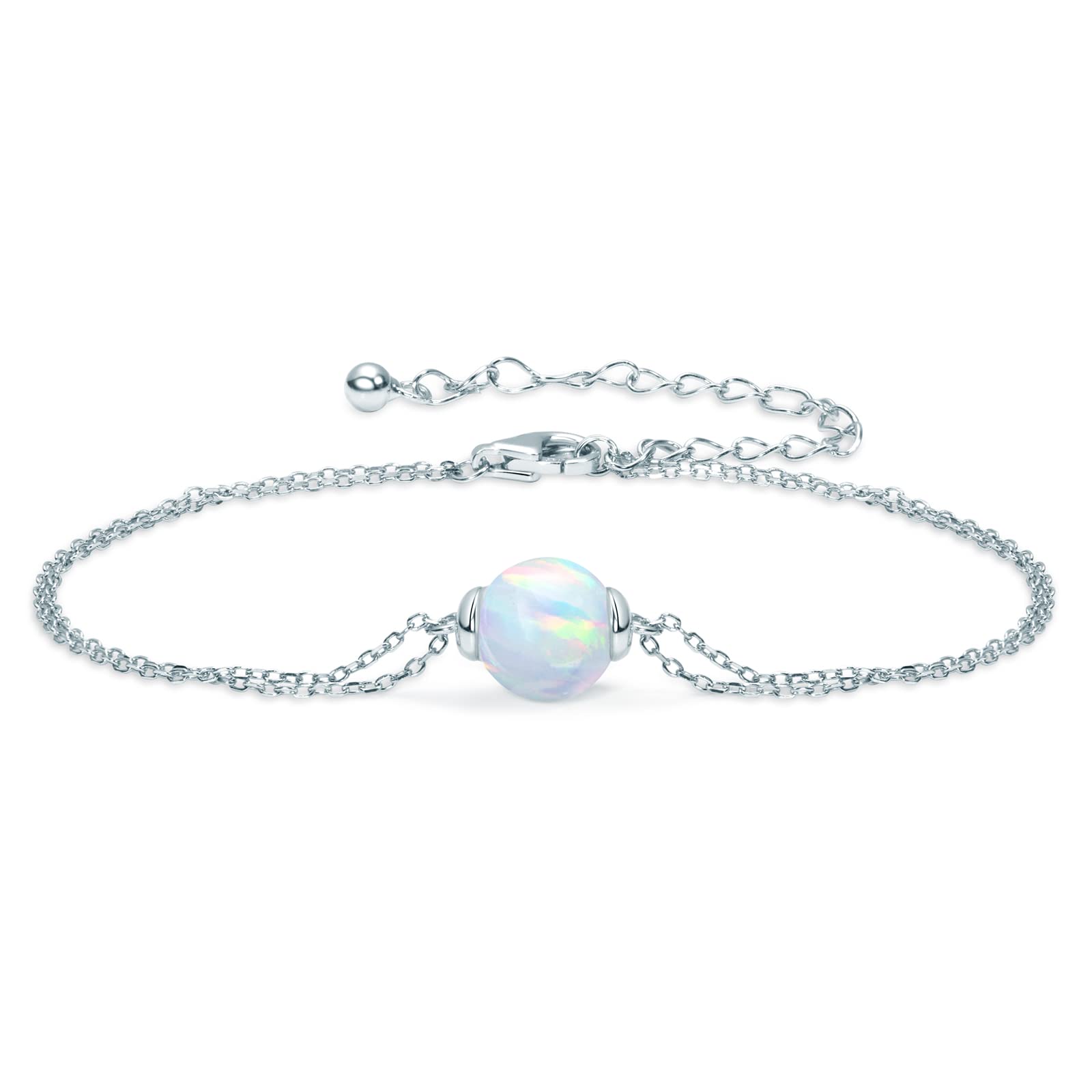 925 Sterling Silver Opal Bracelet for Women - Adjustable Dainty Jewelry Gift for Birthday, Christmas & Mother's Day | Perfect for Everyday Wear, Date Night & Special Occasions