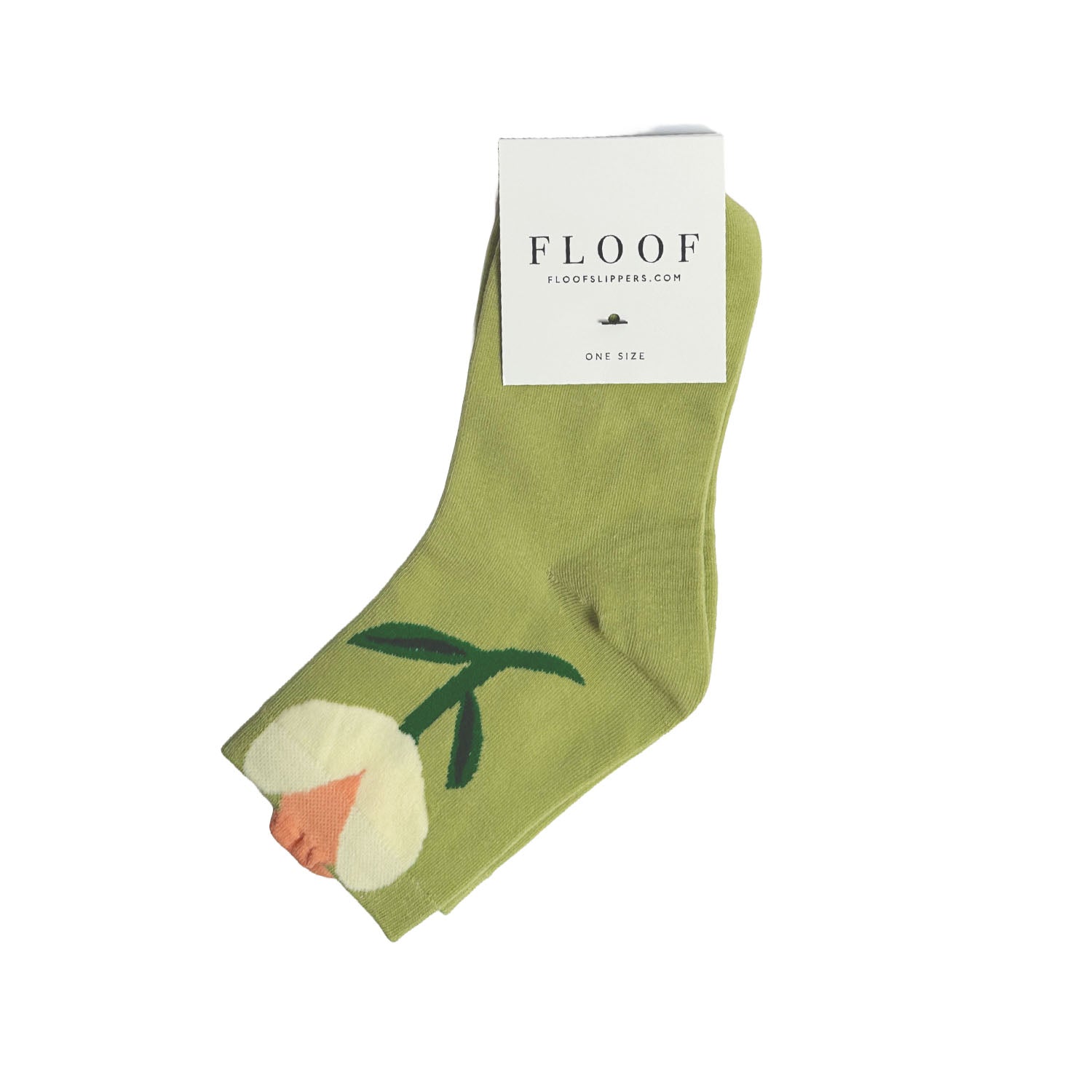 FLOOF Women's Bloom Socks - Green Tulip Color, Comfortable & Stylish Ankle Socks for Casual Wear, Running, Yoga & Everyday Use