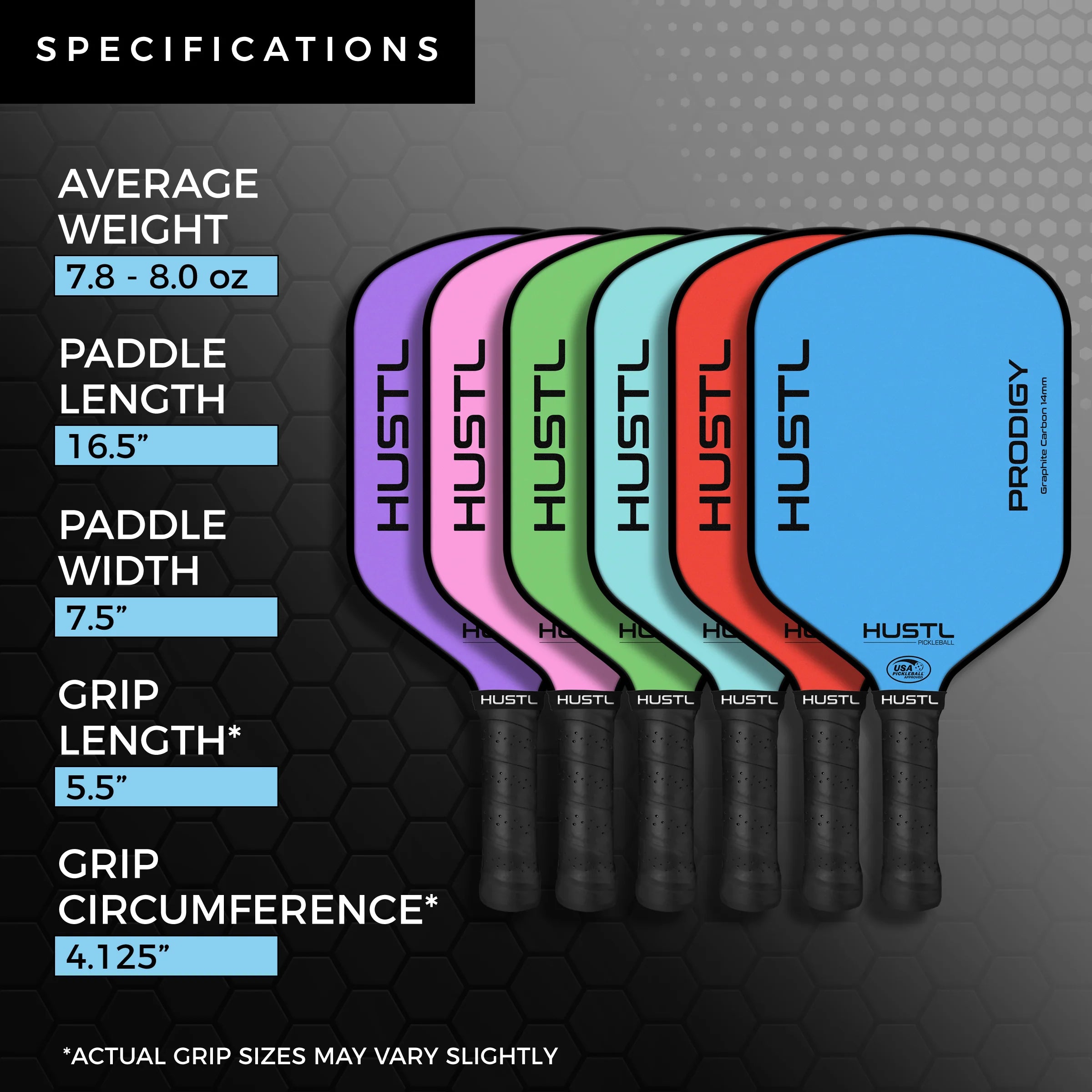 HUSTL Prodigy Raw Carbon 14mm Pickleball Paddle - Lightweight & Durable for Competitive Play | Perfect for Indoor & Outdoor Courts, Tournaments & Casual Games