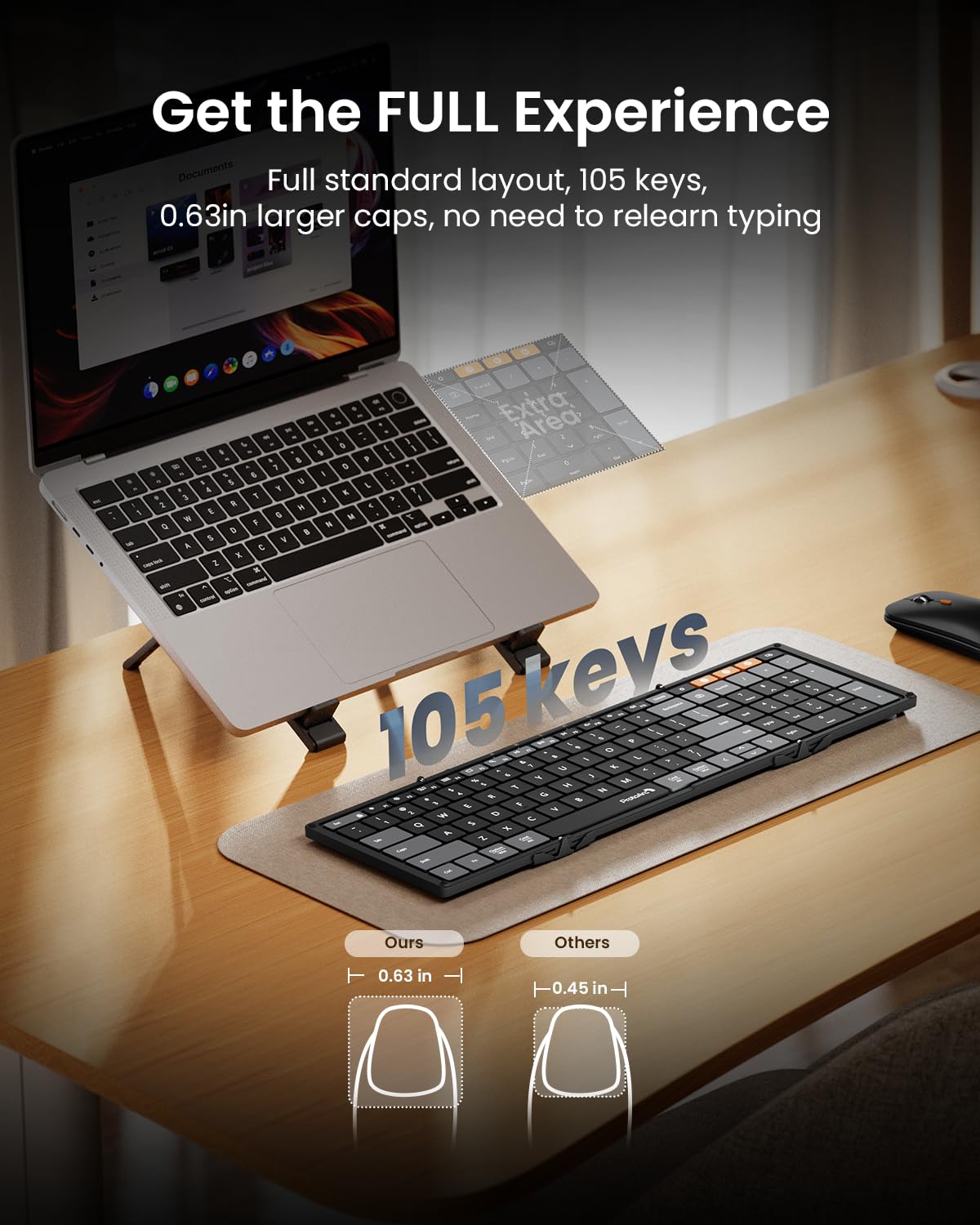 ProtoArc XKM01 Foldable Bluetooth Keyboard & Mouse Combo with Laptop Stand - Portable Wireless Keyboard for MacBook, Windows PC, Mac OS - Perfect for Travel, Office & Remote Work