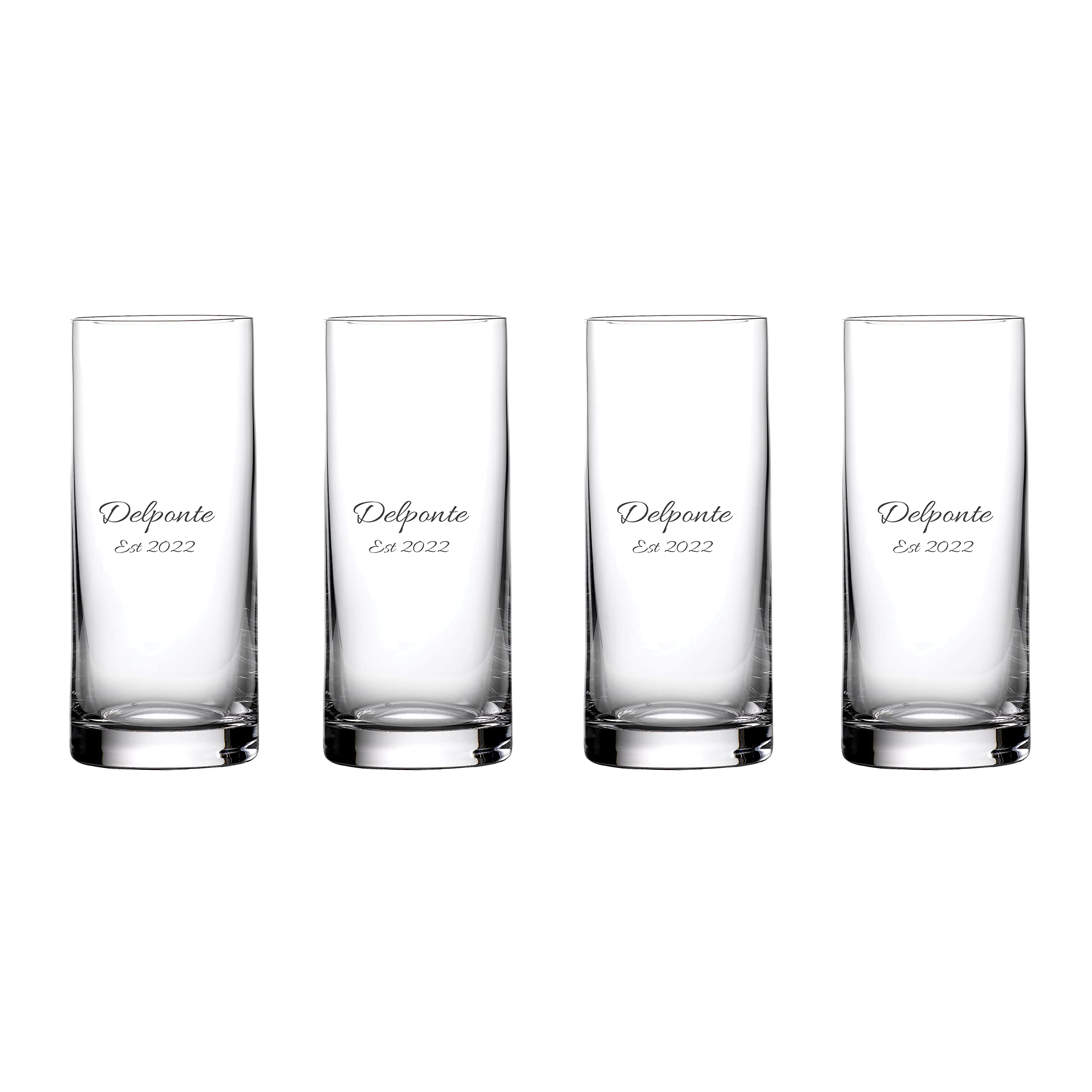 Waterford Marquis Personalized Moments 15oz HiBall Glasses - Set of 4 Custom Engraved Tall Crystal Highball Glasses for Cocktails, Soda, Water & More - Perfect for Whiskey, Iced Tea, Mojitos & Home Bar Entertaining