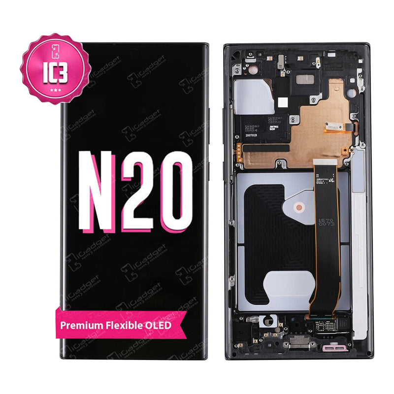 Samsung Note 20 IC3 OLED Screen Replacement with Middle Frame - Premium Display Repair Kit for Cracked or Damaged Screens | Perfect for DIY Phone Repair at Home or Office