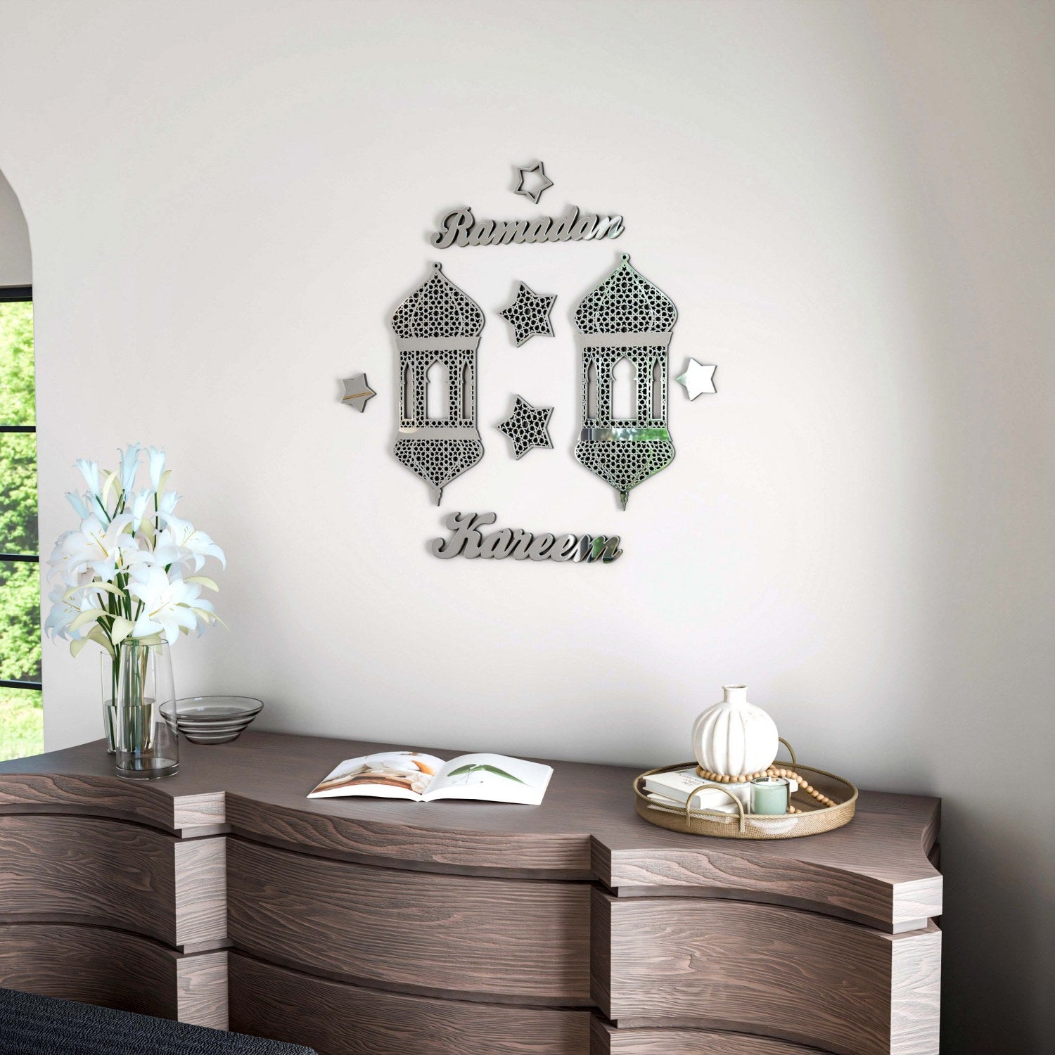 Ramadan Kareem Islamic Gift - Handcrafted Wooden Wall Art Decor for Muslim Home, Mosque & Office - Perfect for Eid Celebration & Islamic Home Decoration