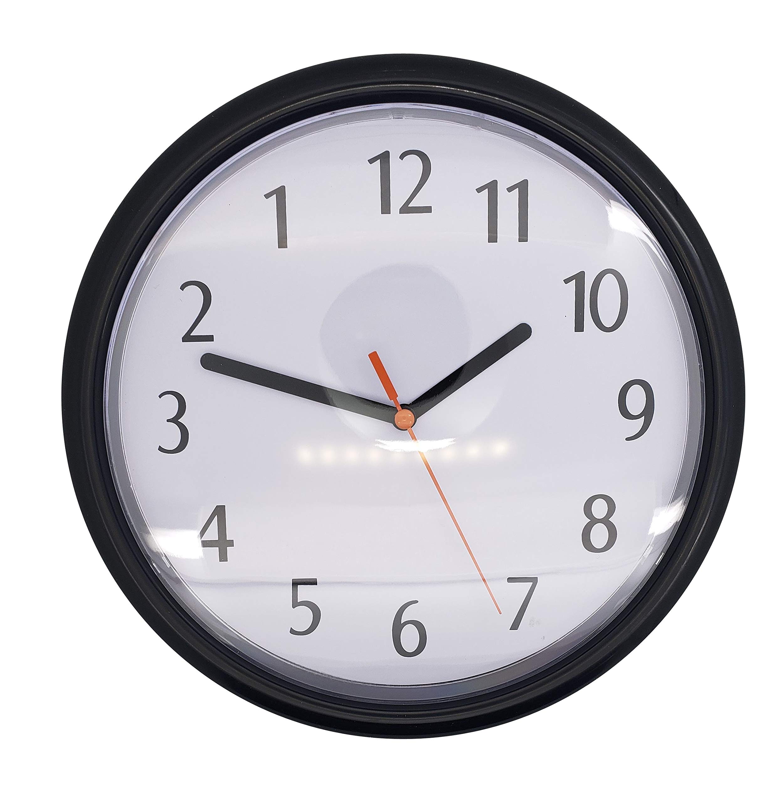 Funny Black Reverse Joke Wall Clock (9 Inches) with Large Numbers - Counterclockwise & Backwards Design | Perfect for Prank Gifts, Office Decor, and Unique Home Accessories