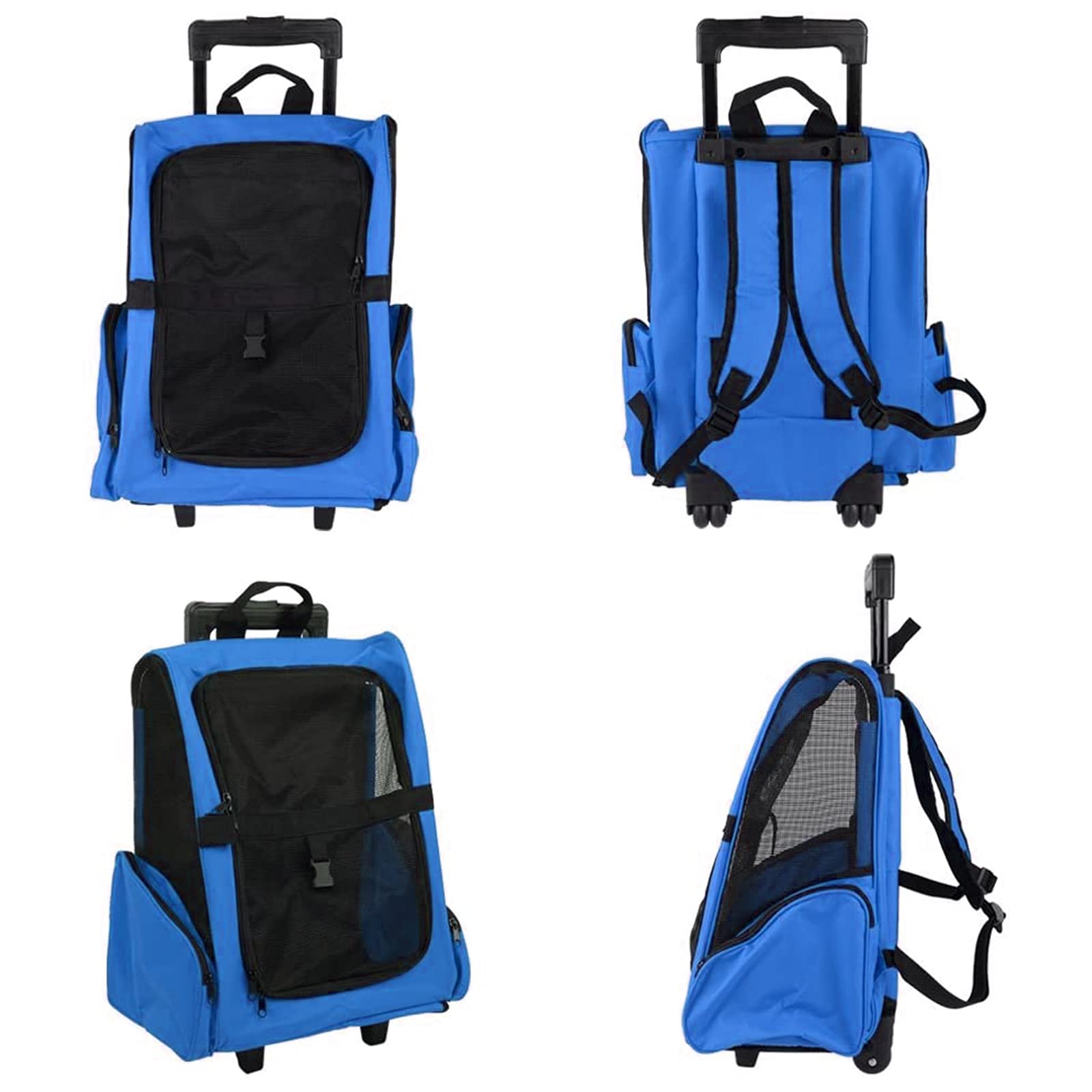 Portable Pet Travel Carrier Backpack with Wheels - Lightweight Soft-Sided Rolling Pet Stroller for Dogs & Cats - Perfect for Air Travel, Road Trips & Outdoor Adventures
