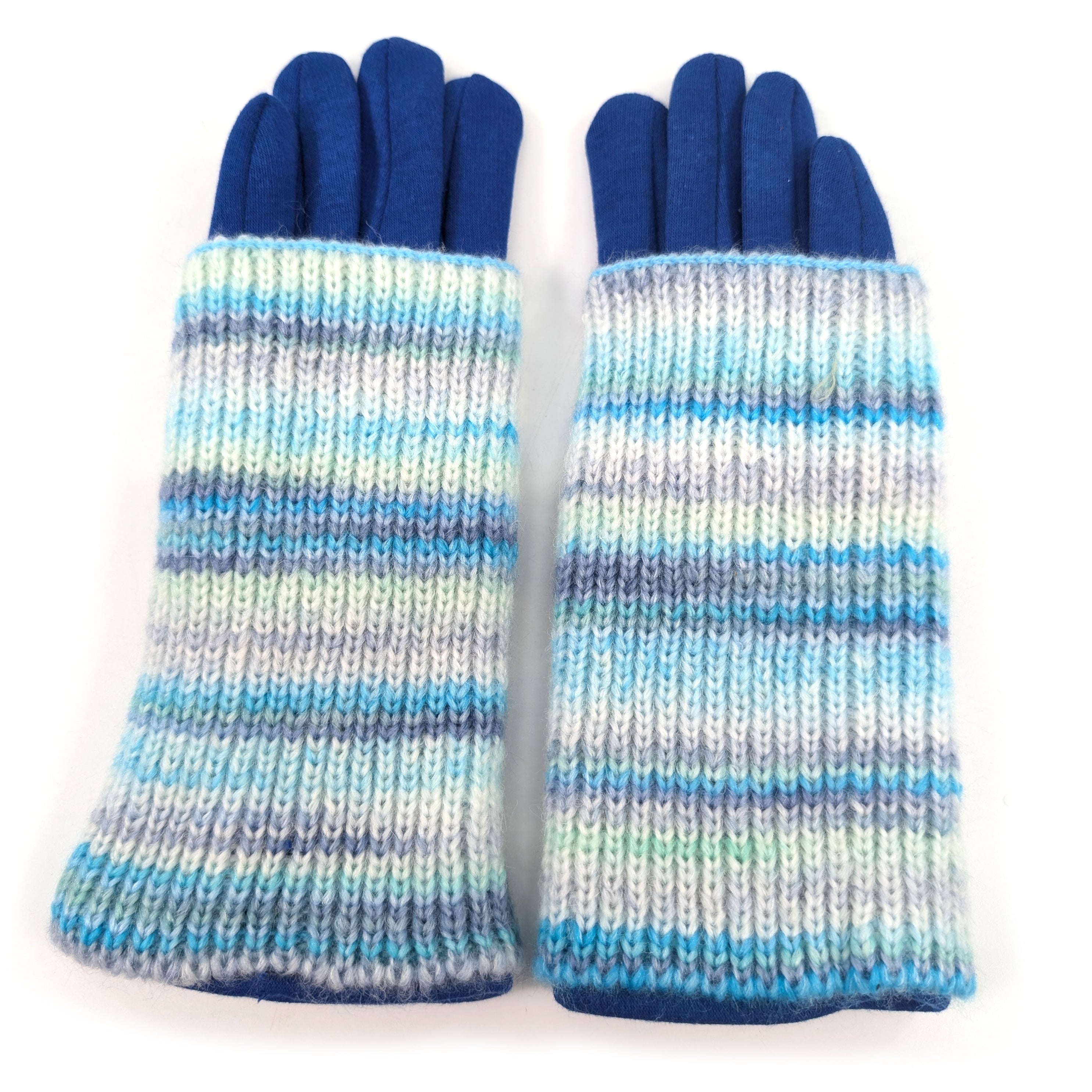 Multi Striped Two in One Gloves - Ocean Waves Design | Warm & Stylish Winter Accessories for Men & Women | Perfect for Skiing, Snowboarding & Outdoor Activities