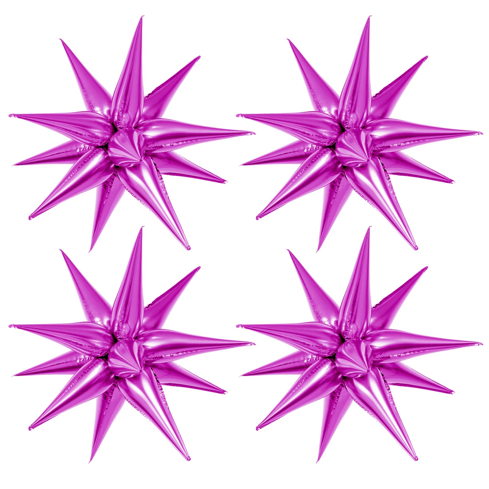 50 Pcs Rose Red Spike Balloons & 26 Inch Star Balloons Set - 4 Spike Foil Balloons + One Piece 12-Pointed Star Explosion Balloon - Large Mylar Balloons for Birthday Party, Christmas Wedding Decorations - Perfect for Baby Showers, Graduations & Anniversary Celebrations