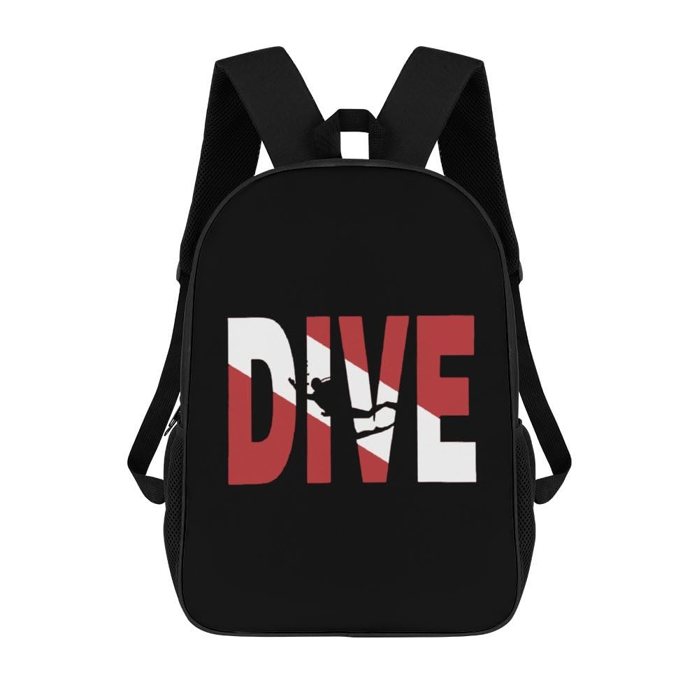 **IOEDTHBJ Distressed Dive Flag Backpack - 17 Inch Laptop Backpack for Men & Women, Waterproof School & Travel Computer Bag, 3D Printed Design - Perfect for College, Work & Outdoor Adventures**