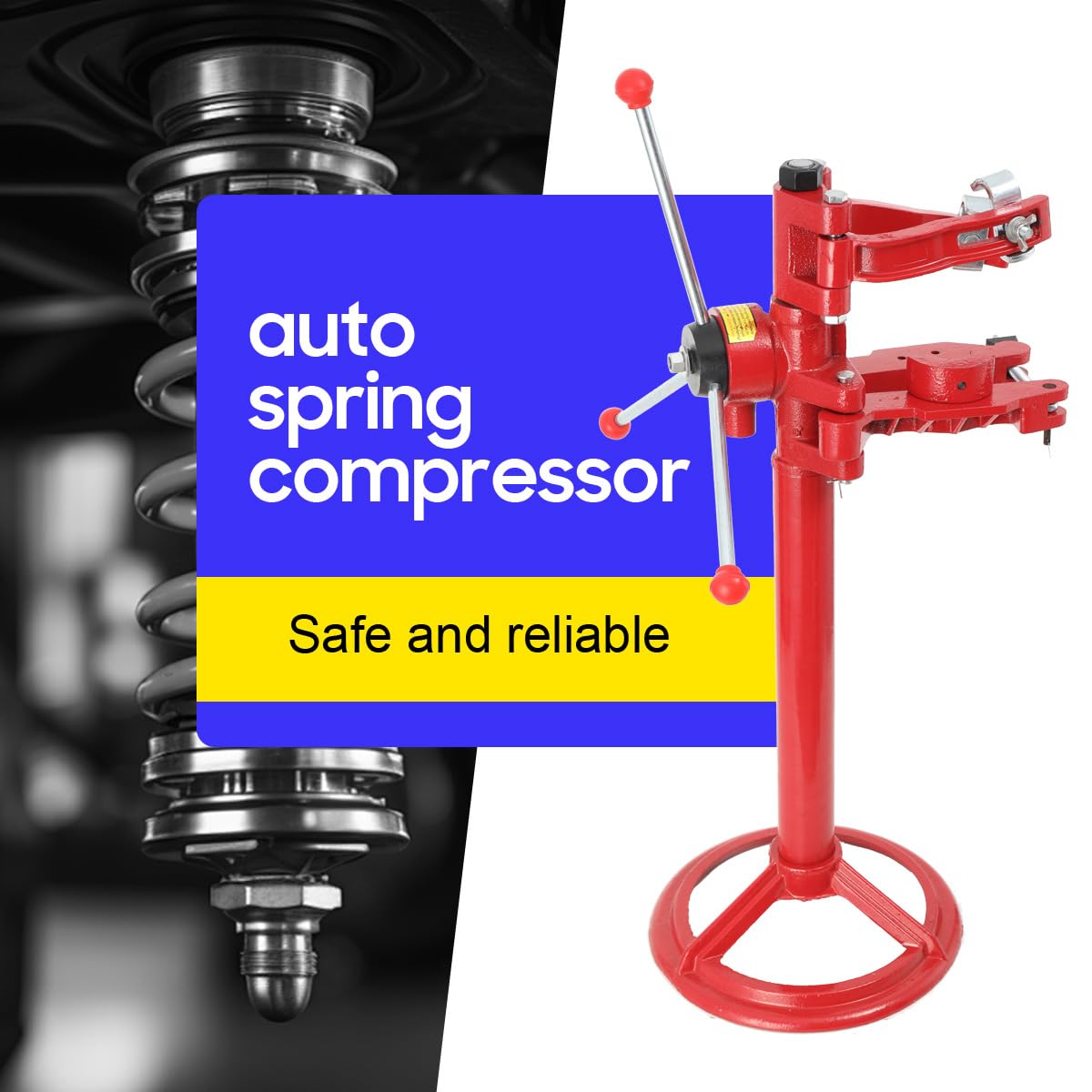 Auto Spring Compressor Tool - Heavy Duty 20 Inch Max Height Strut Coil Spring Press for Car Suspension Repair | Hand Operated Shock Spring Compressor Kit | Perfect for DIY Mechanics & Professional Auto Shops